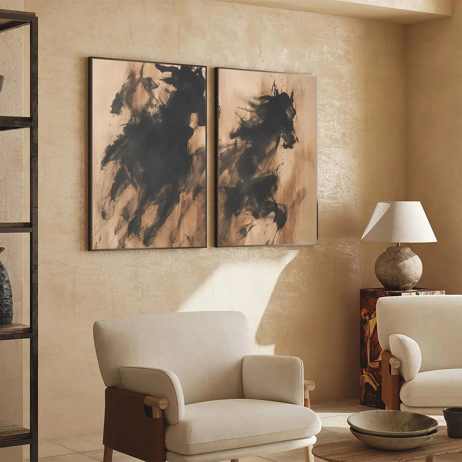 Abstract Animal Horse Wall Art Set of 2 #AL176