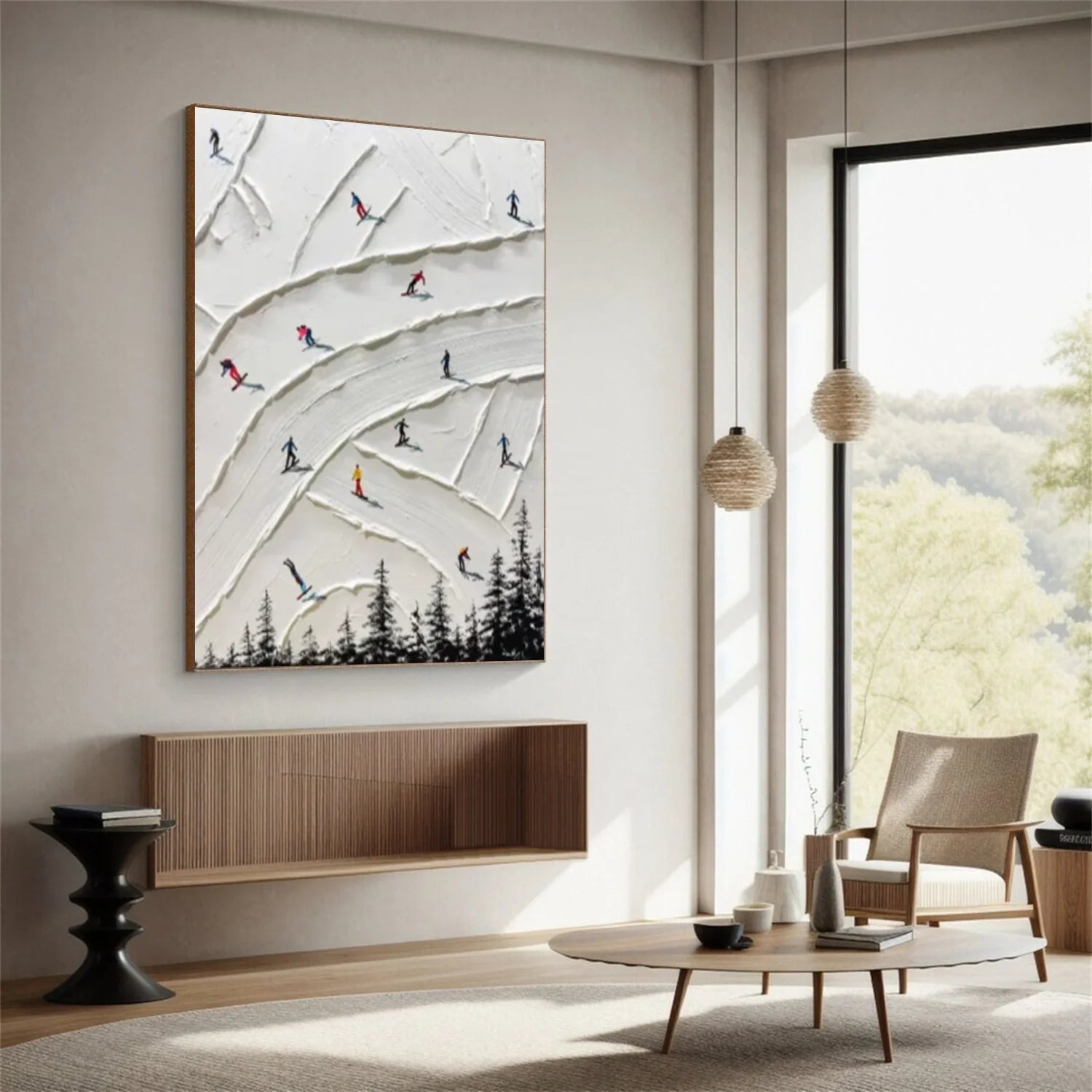 Skiing Sport Textured Wall Art #SA058