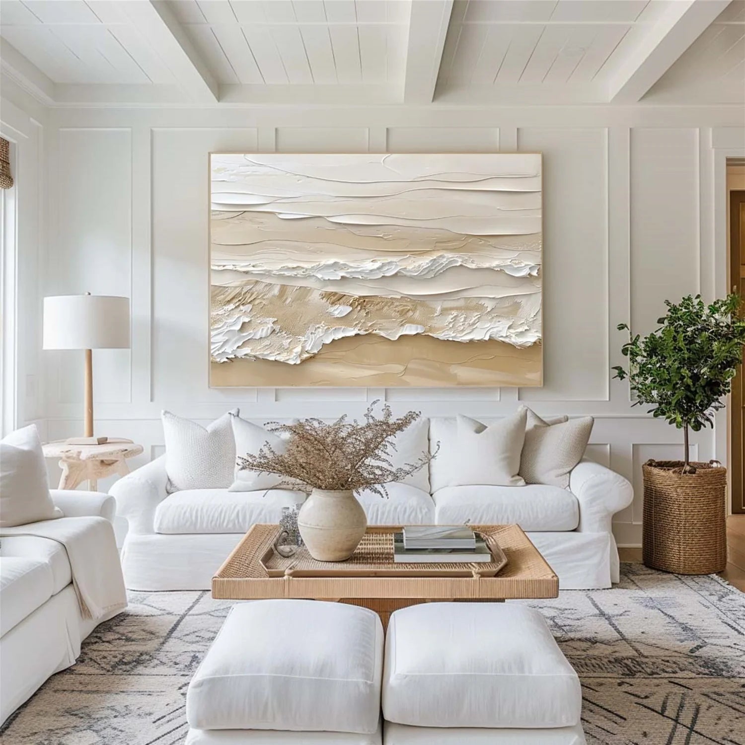Beige and Brown Sea & Sky Abstract Textured Wall Art #MS141