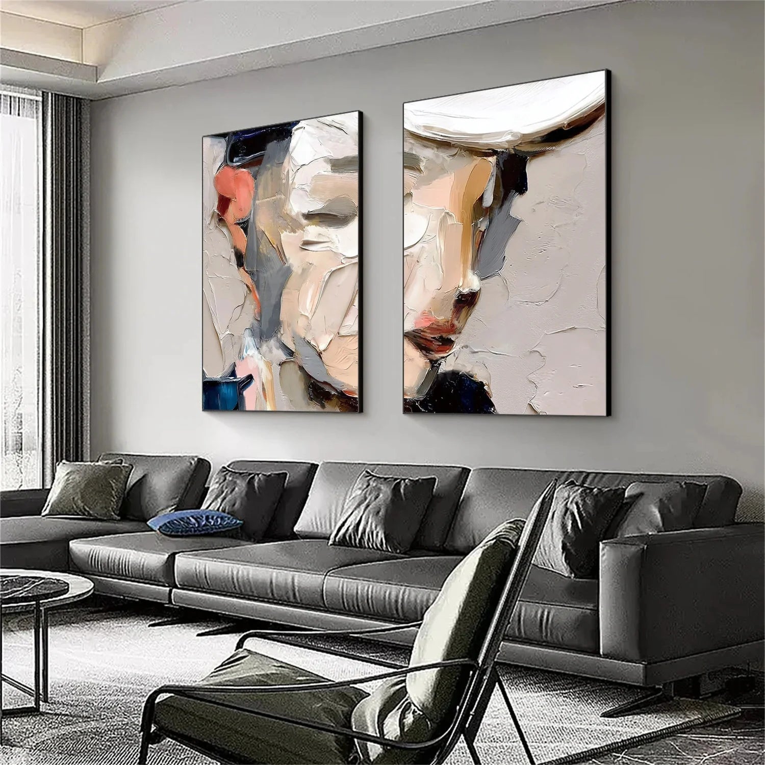 Abstract Portrait Textured Wall Art Set of 2 #AP126