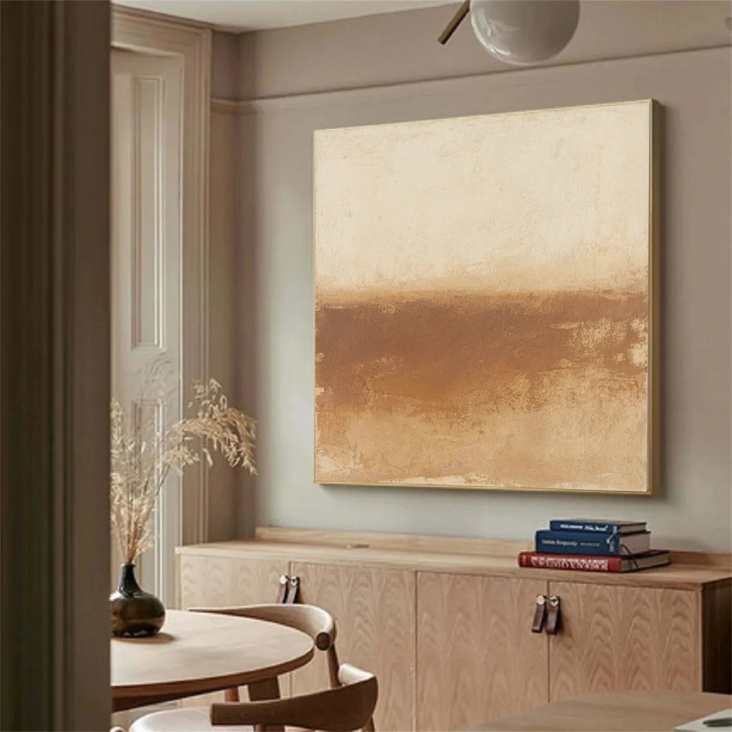 Beige and Brown Abstract Canvas Art #WS763