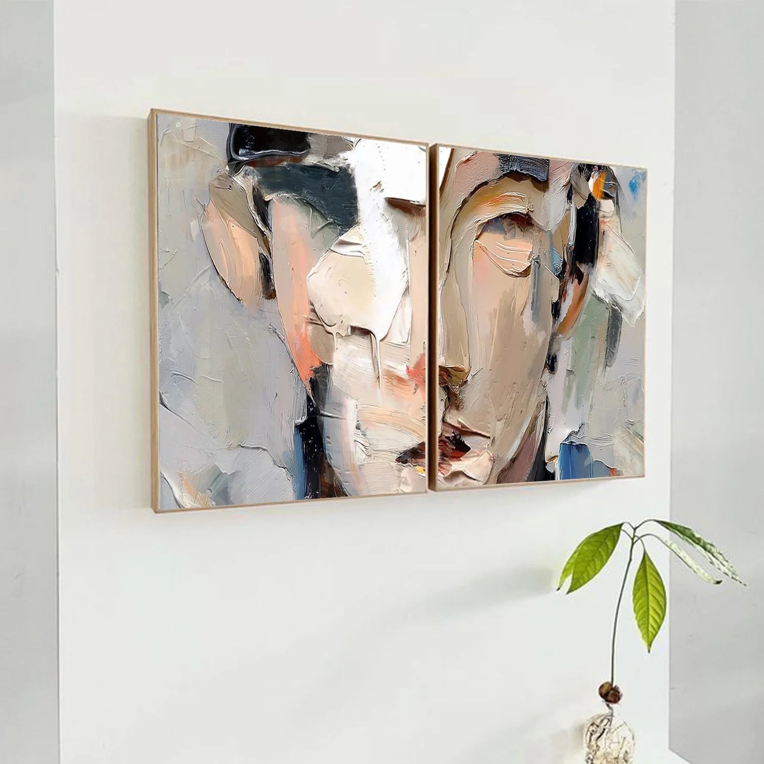 Abstract Portrait Textured Wall Art Set of 2 #AP124