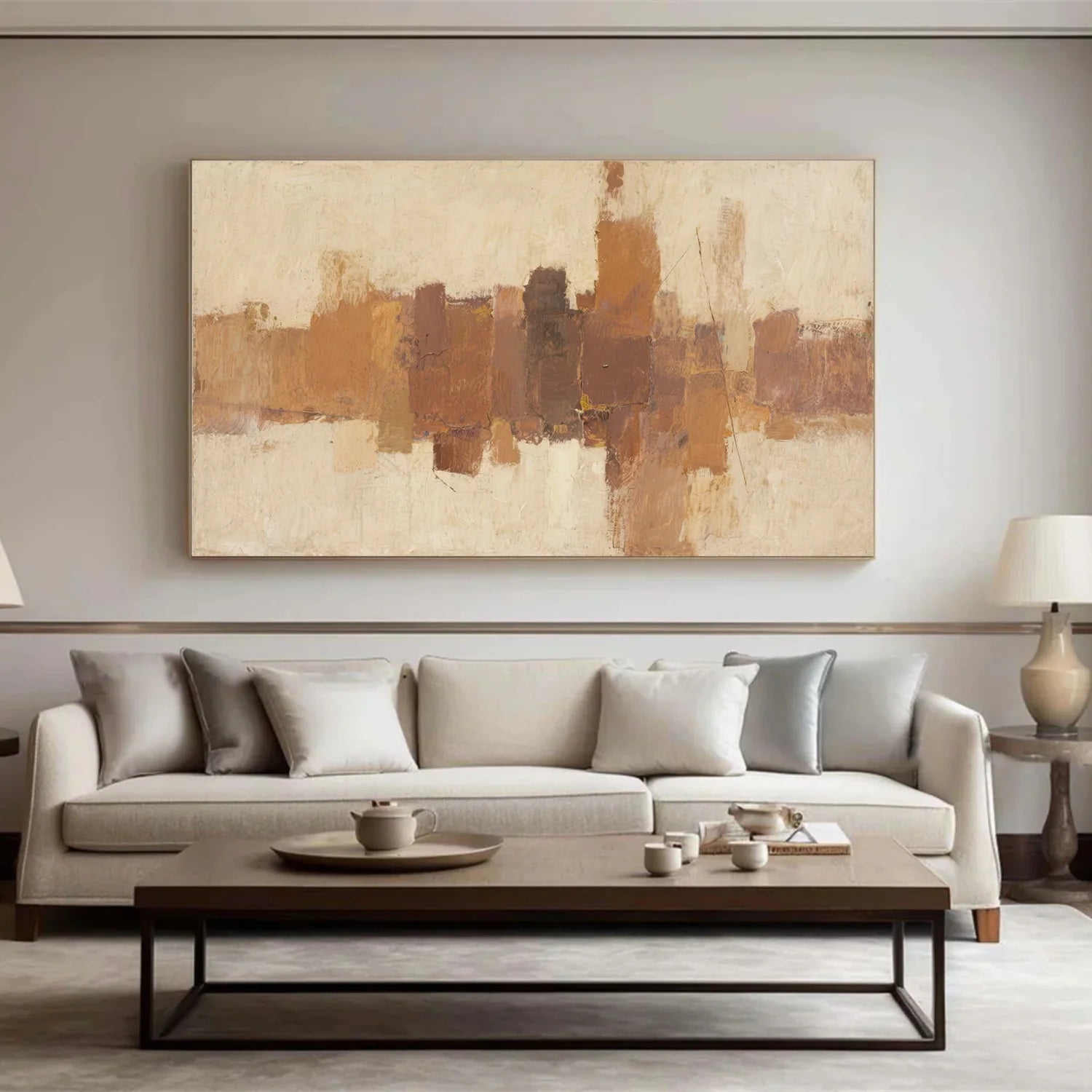 Beige and Brown Abstract Canvas Art #WS760