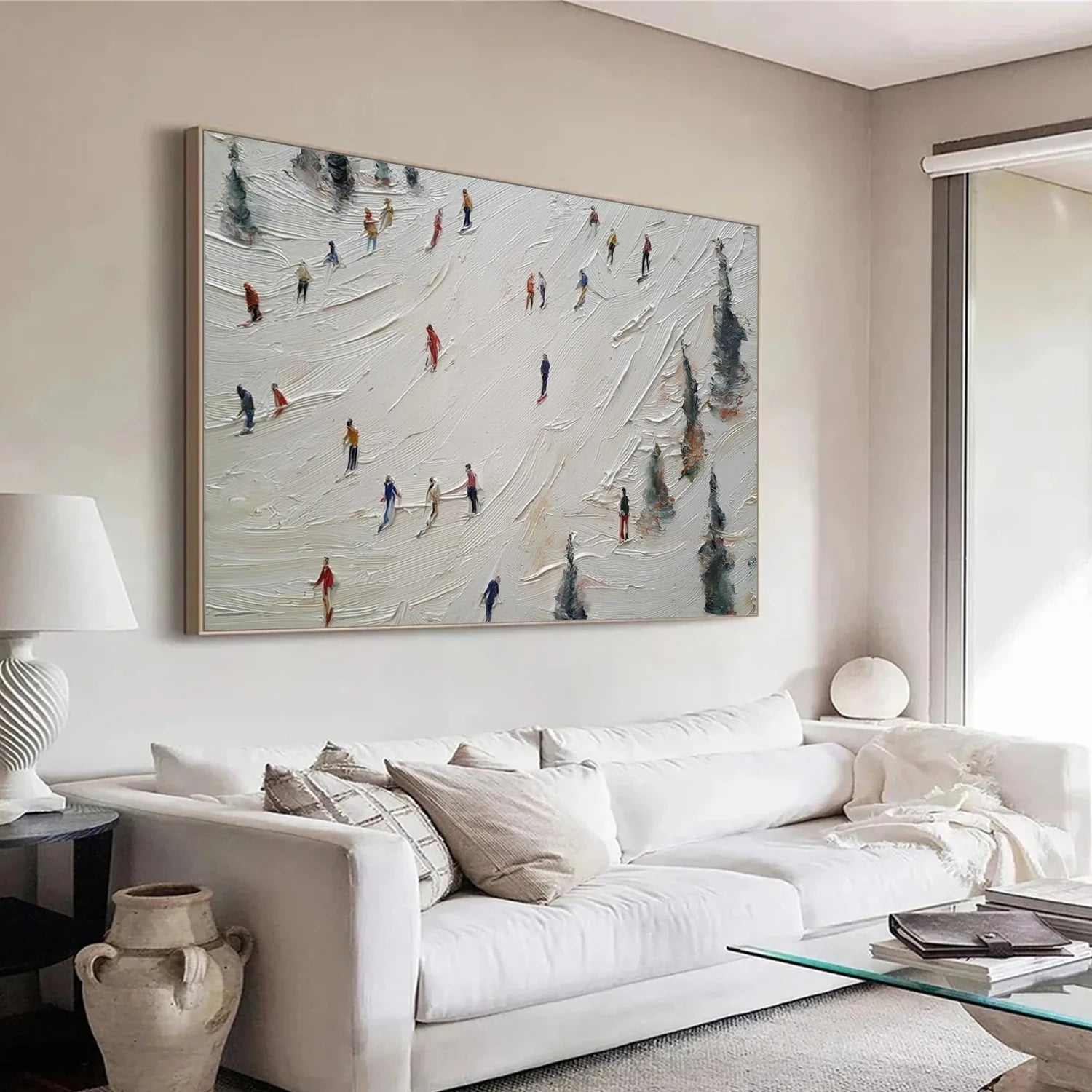 Skiing Sport Textured Wall Art #SA067