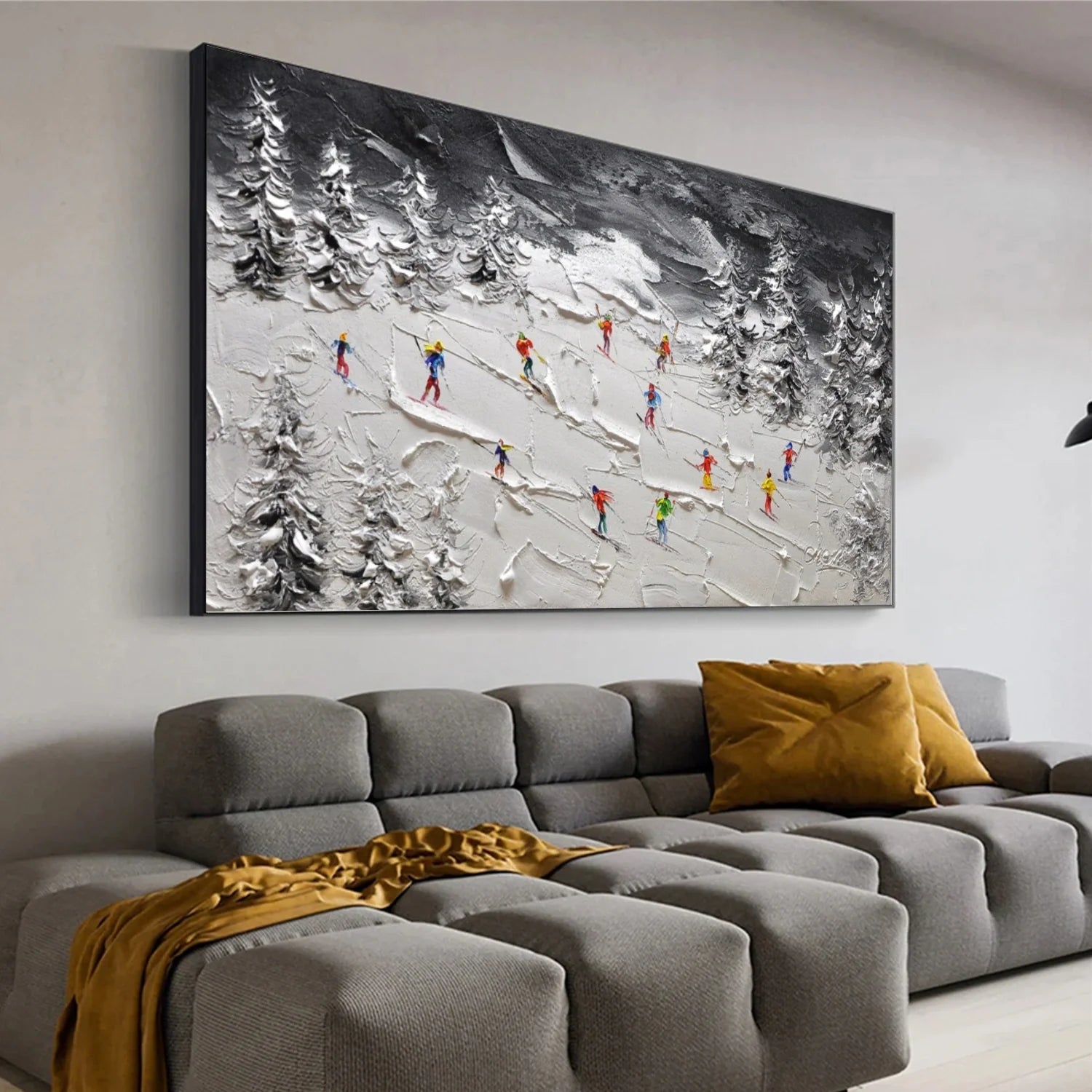 Skiing Sport Textured Wall Art #SA049