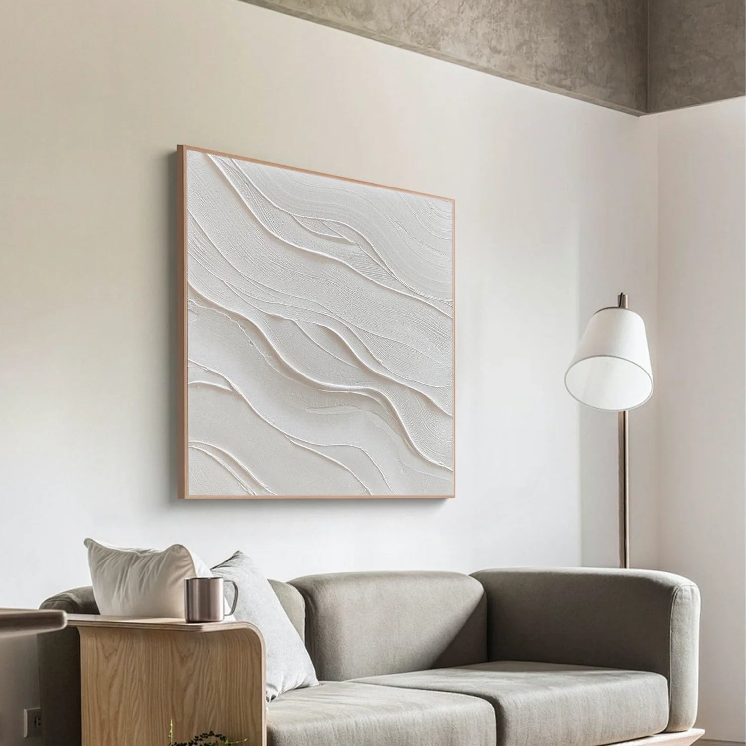 White Minimalist Textured Canvas Art #MM384