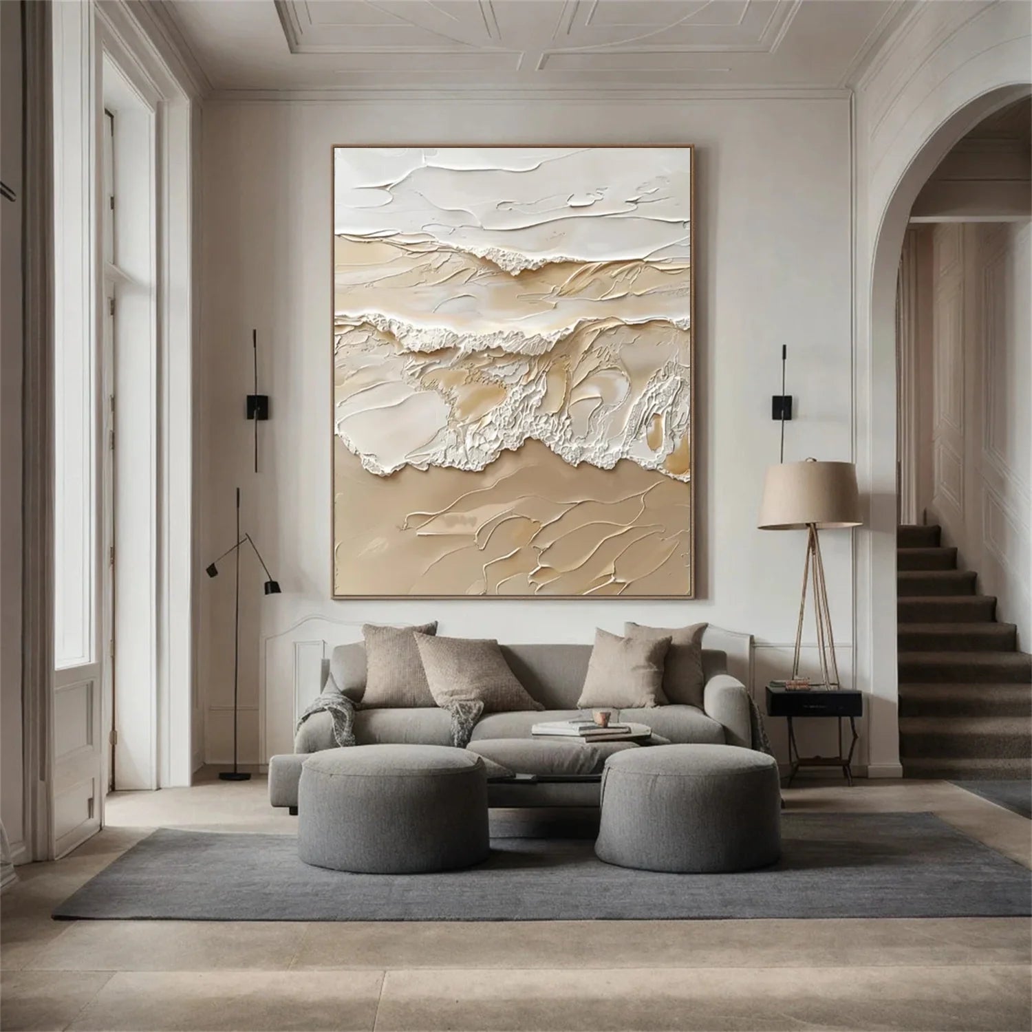 Beige and Brown Sea & Sky Abstract Textured Wall Art #MS144