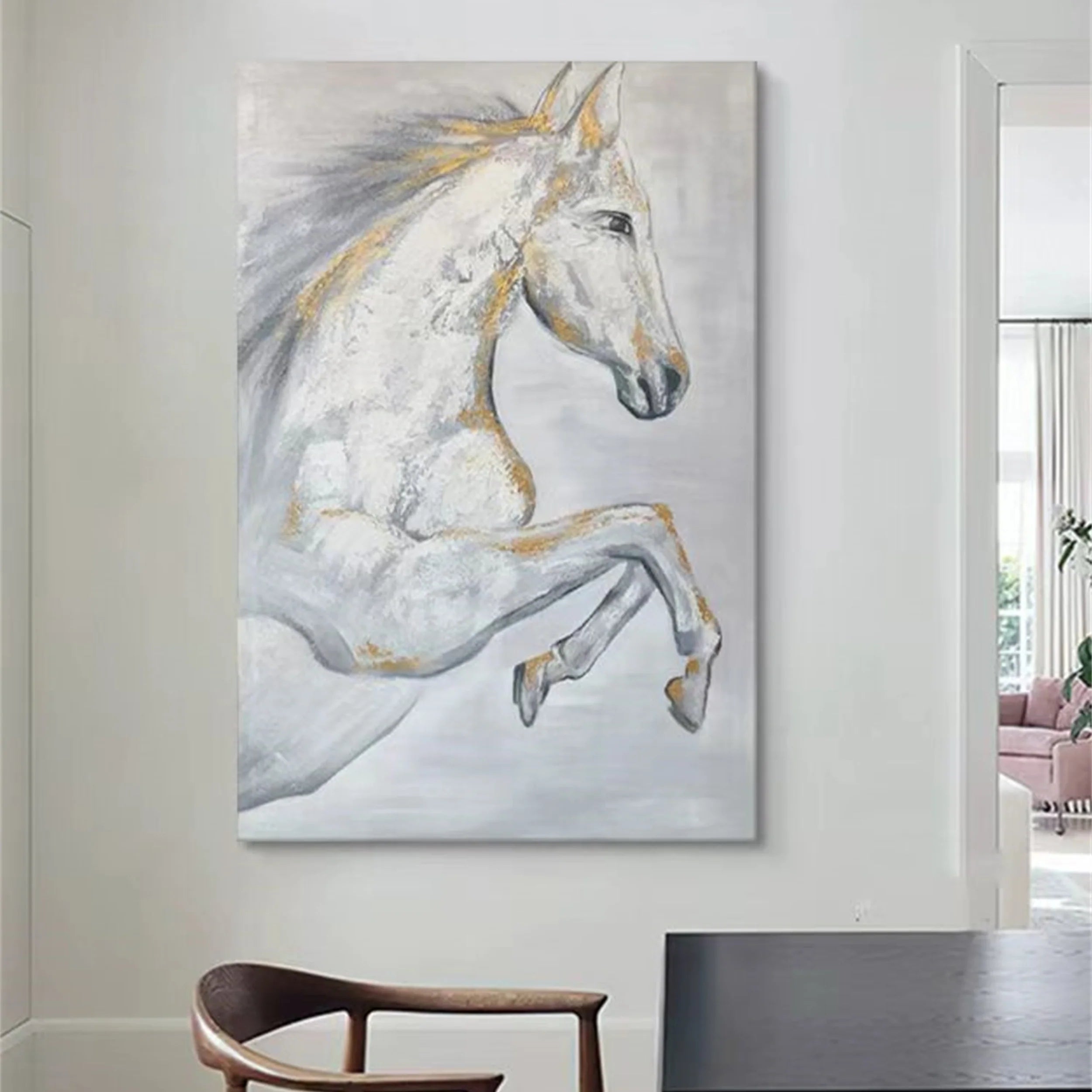 White Horse Abstract Animal Wall Art #AL011