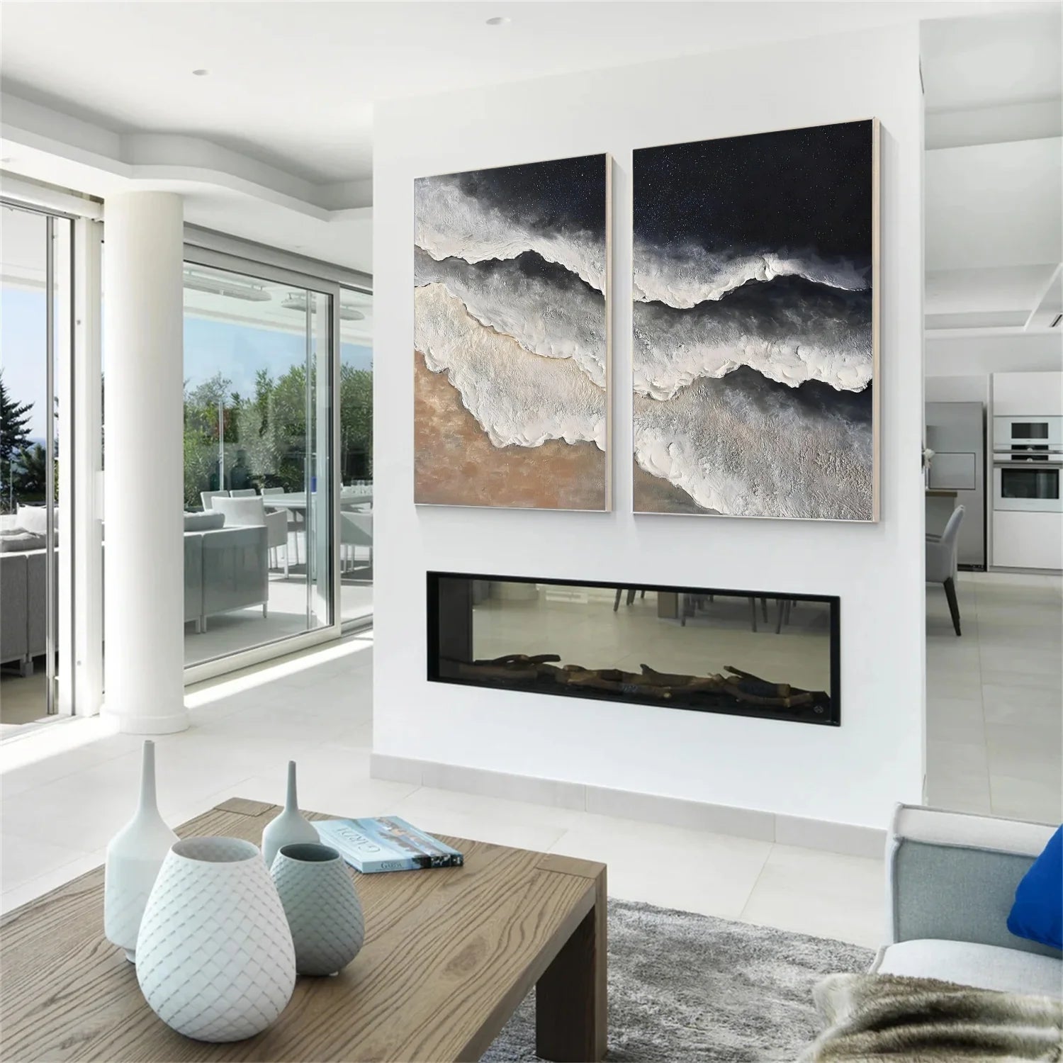 Sea & Sky Abstract Textured Wall Art Set of 2 #MS277
