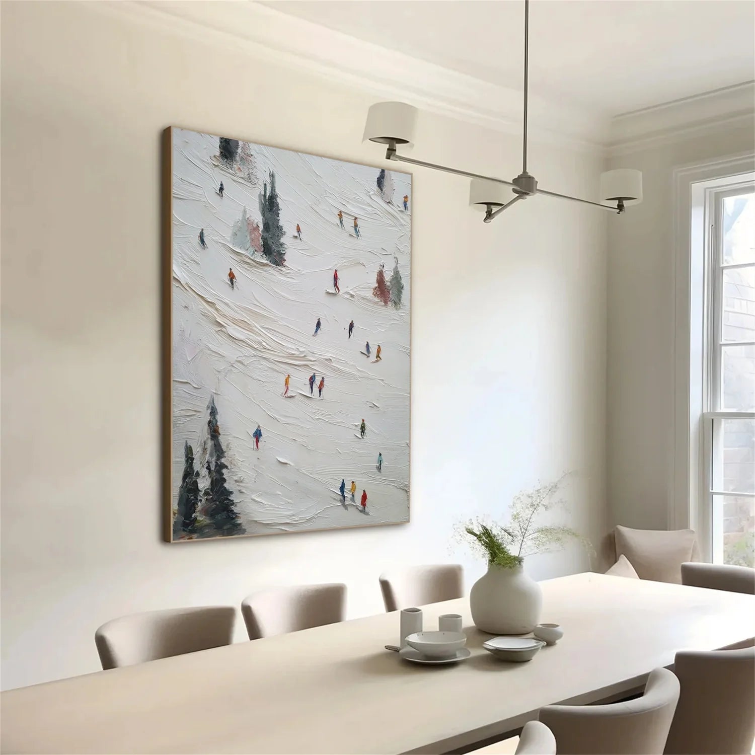 Skiing Sport Textured Wall Art #SA064