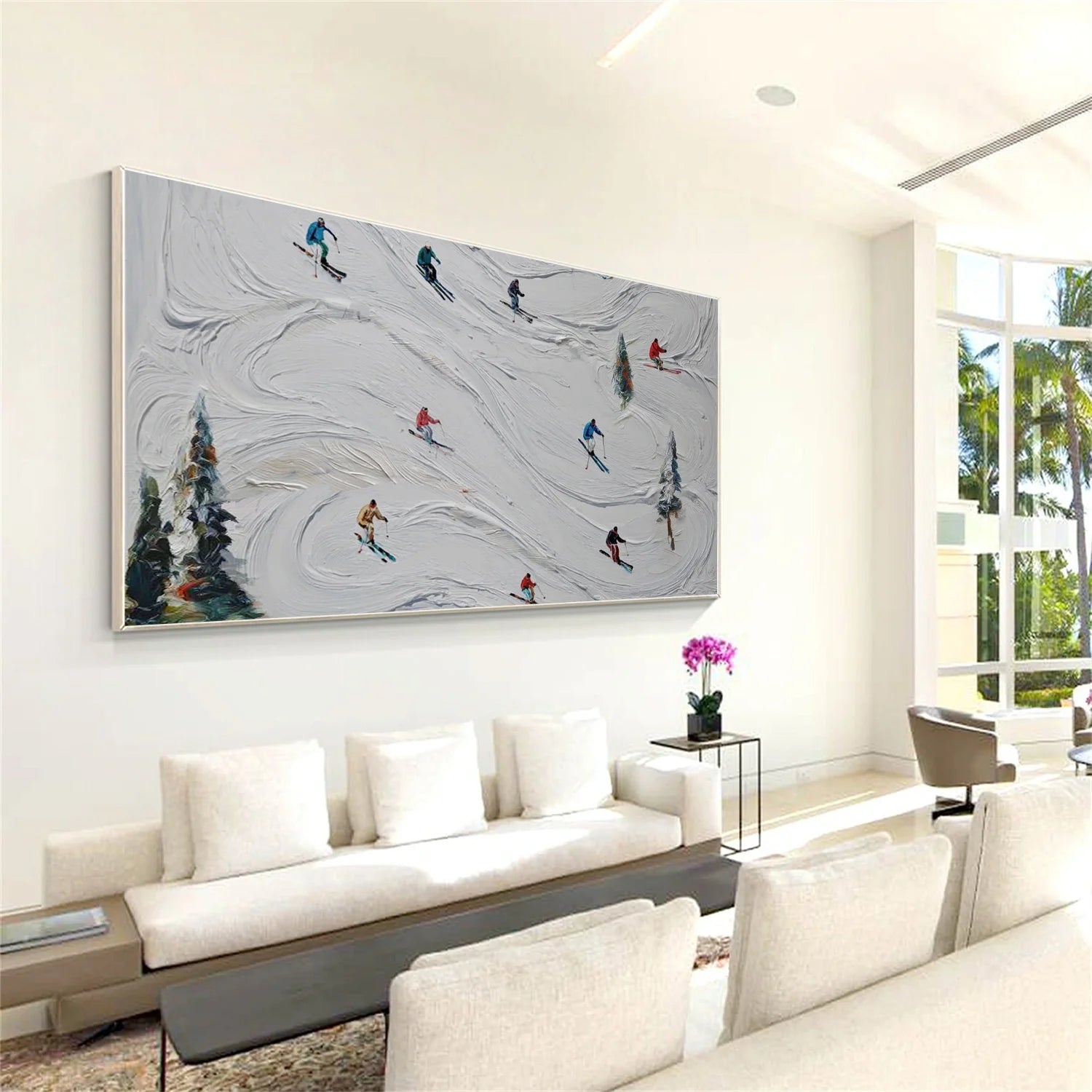 Skiing Sport Textured Wall Art #SA066
