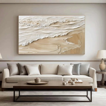 Beige and Brown Sea & Sky Abstract Textured Wall Art #MS140