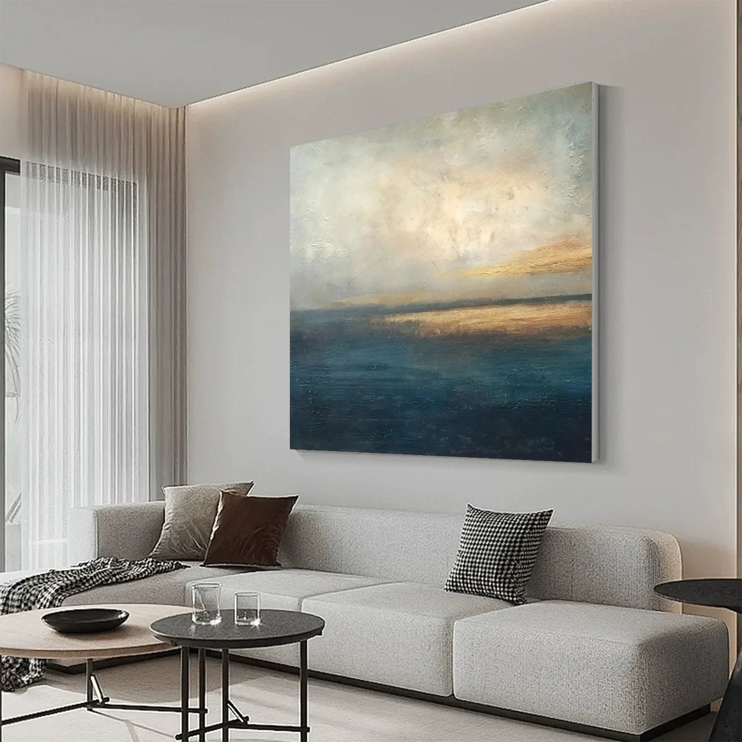 Blue and Gold Abstract Canvas Art #WS904