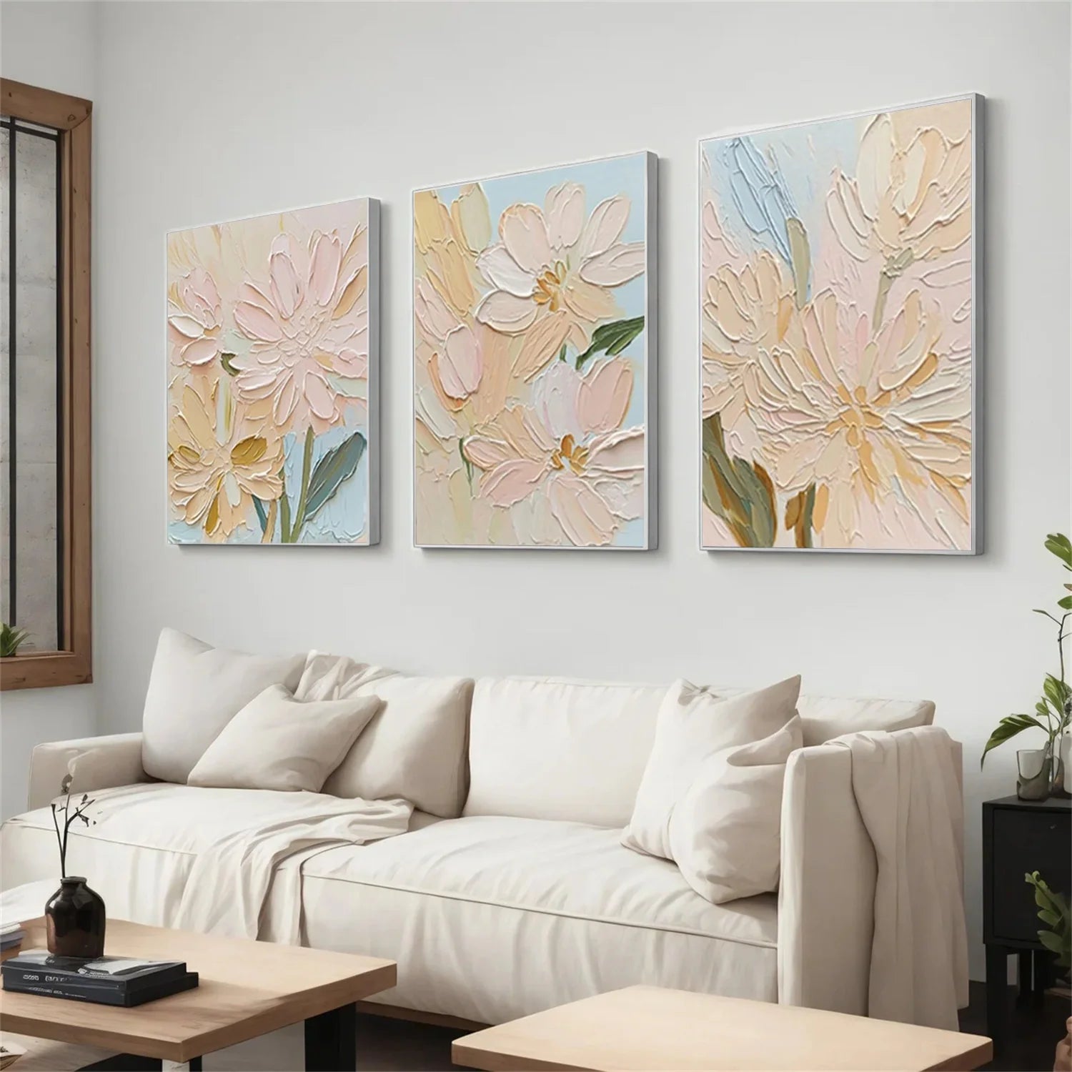 Flower & Tree Abstract Textured Wall Art Set of 3 #ML234