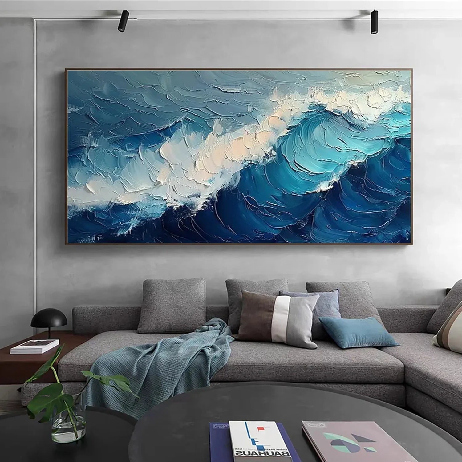 Blue Sea & Sky Abstract Textured Wall Art #MS124