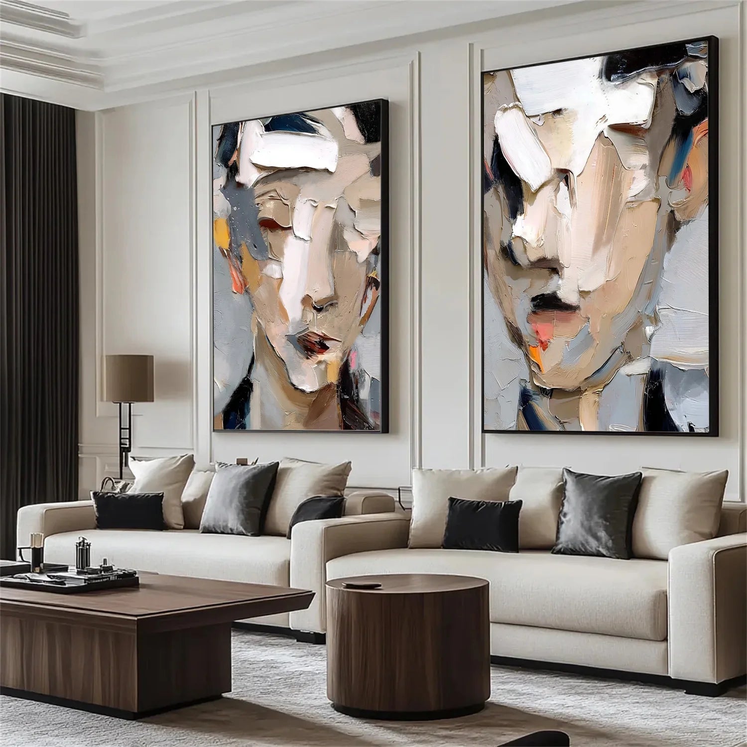 Abstract Portrait Textured Wall Art Set of 2 #AP125