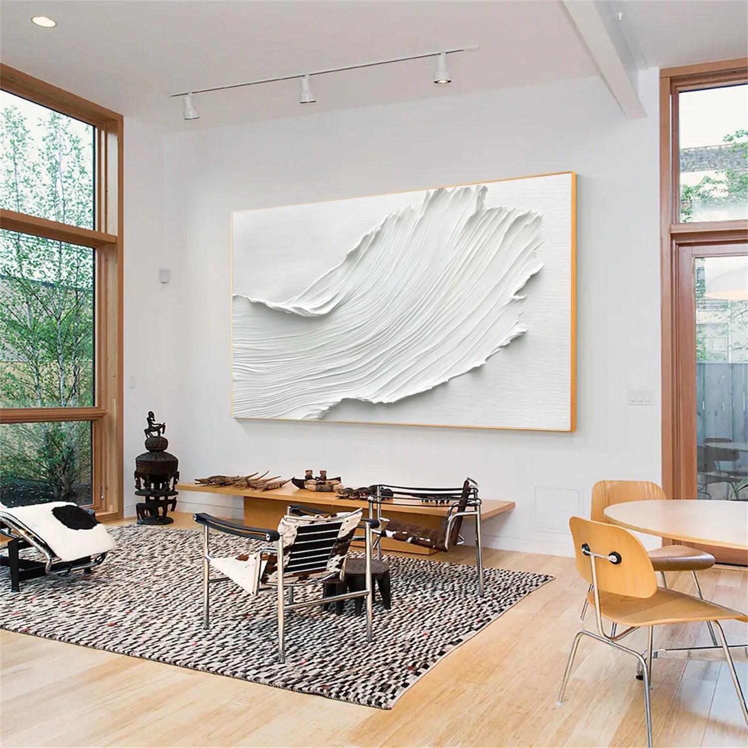 White Minimalist Textured Canvas Art #MM266