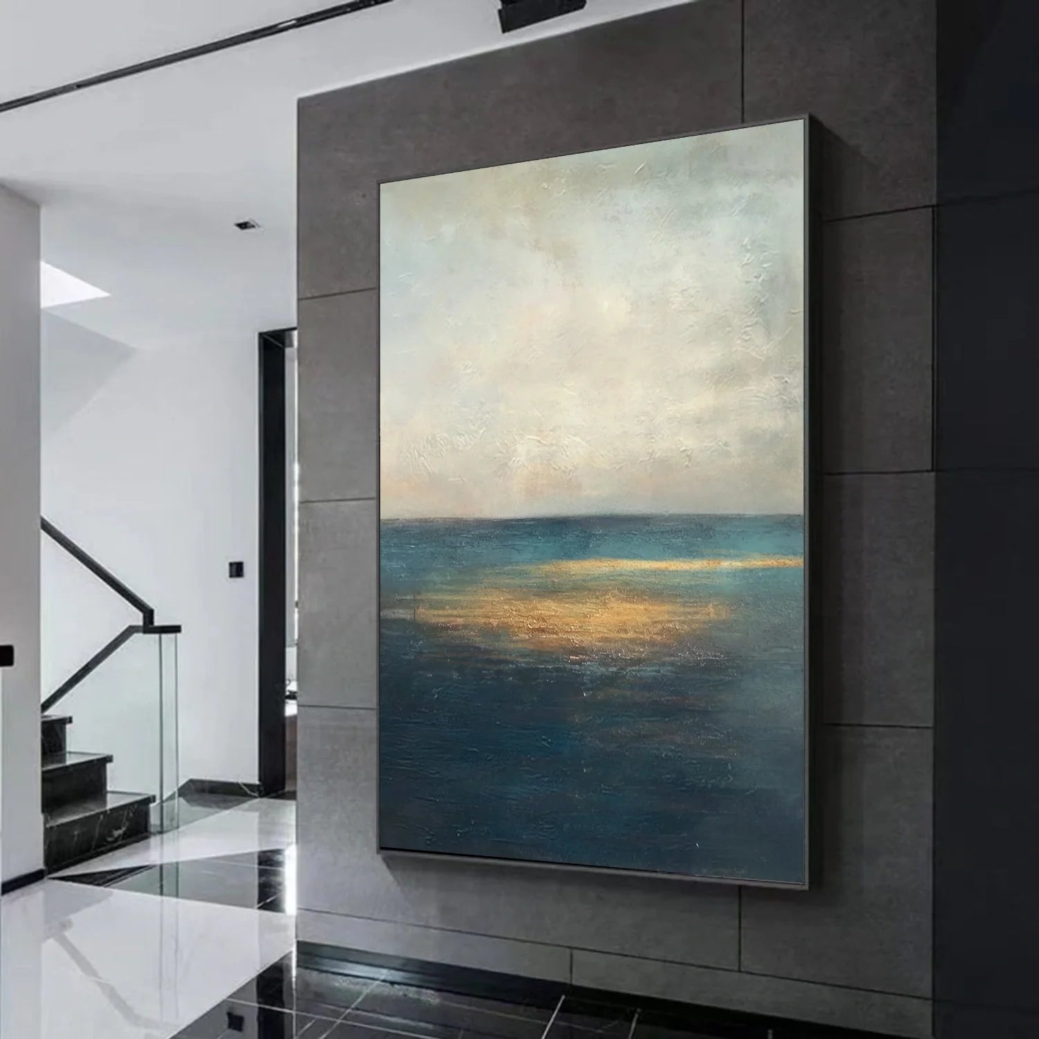 Blue and Gold Abstract Canvas Art #WS902