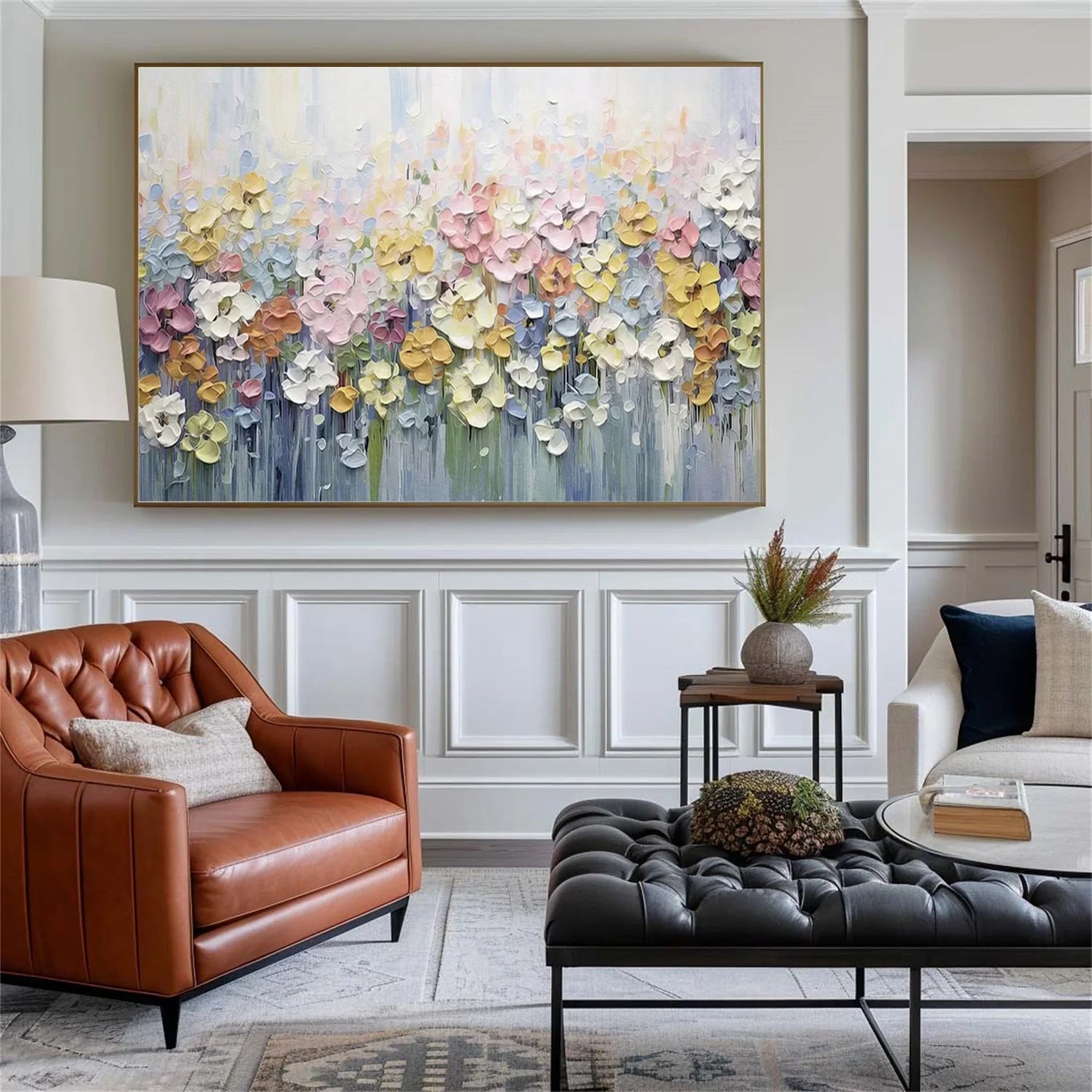 Colorful Flower & Tree Abstract Textured Wall Art #ML089
