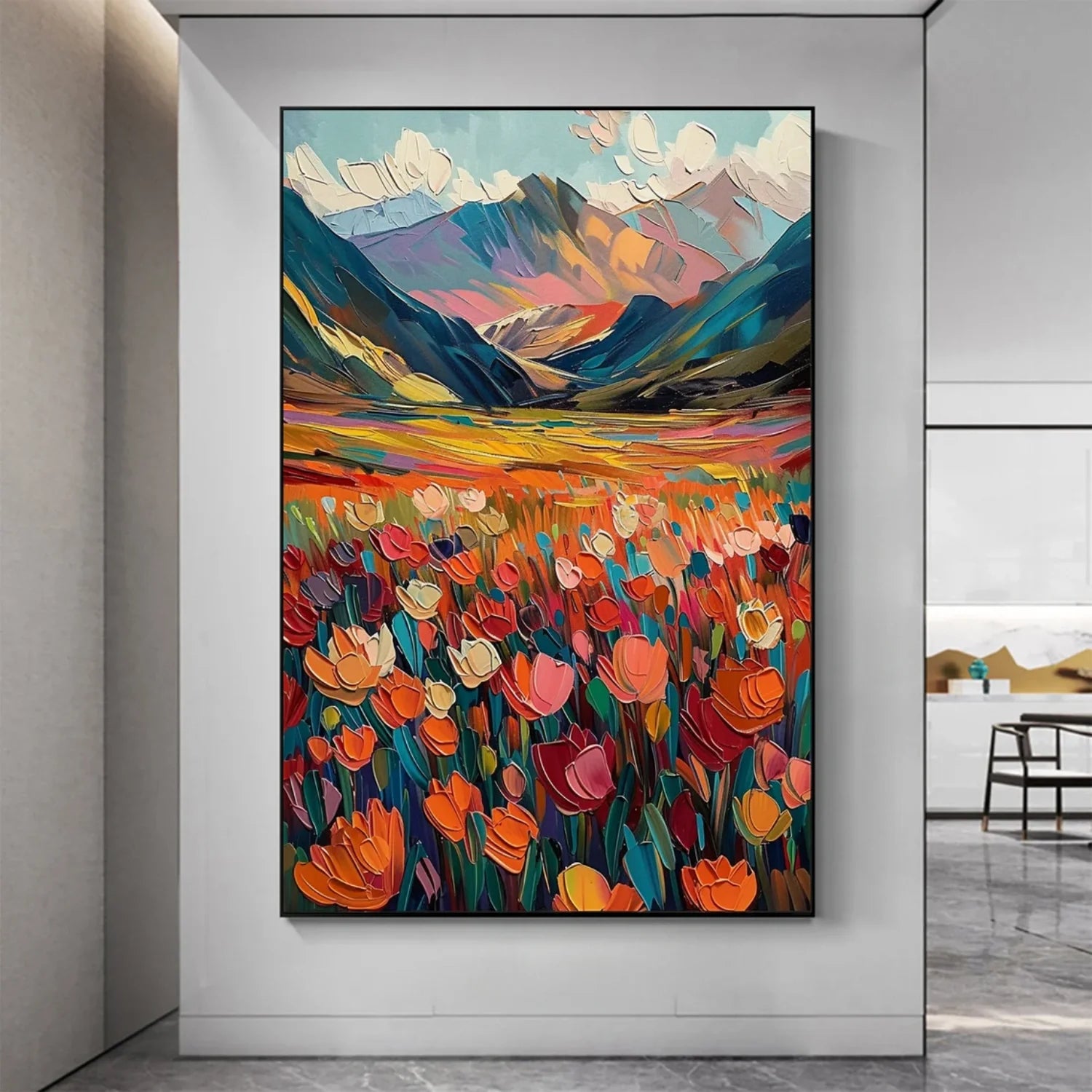 Colorful Flower Abstract Textured Wall Art #ML076