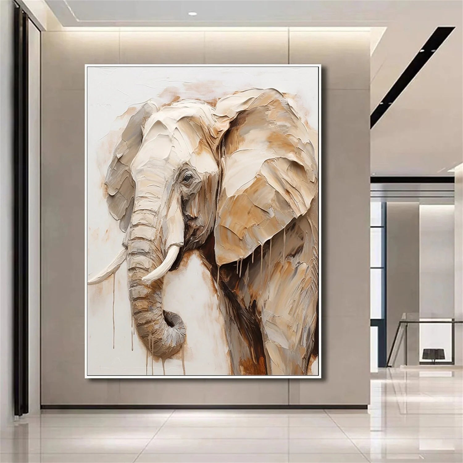 Beige and Brown Abstract Animal Wall Art #AL076