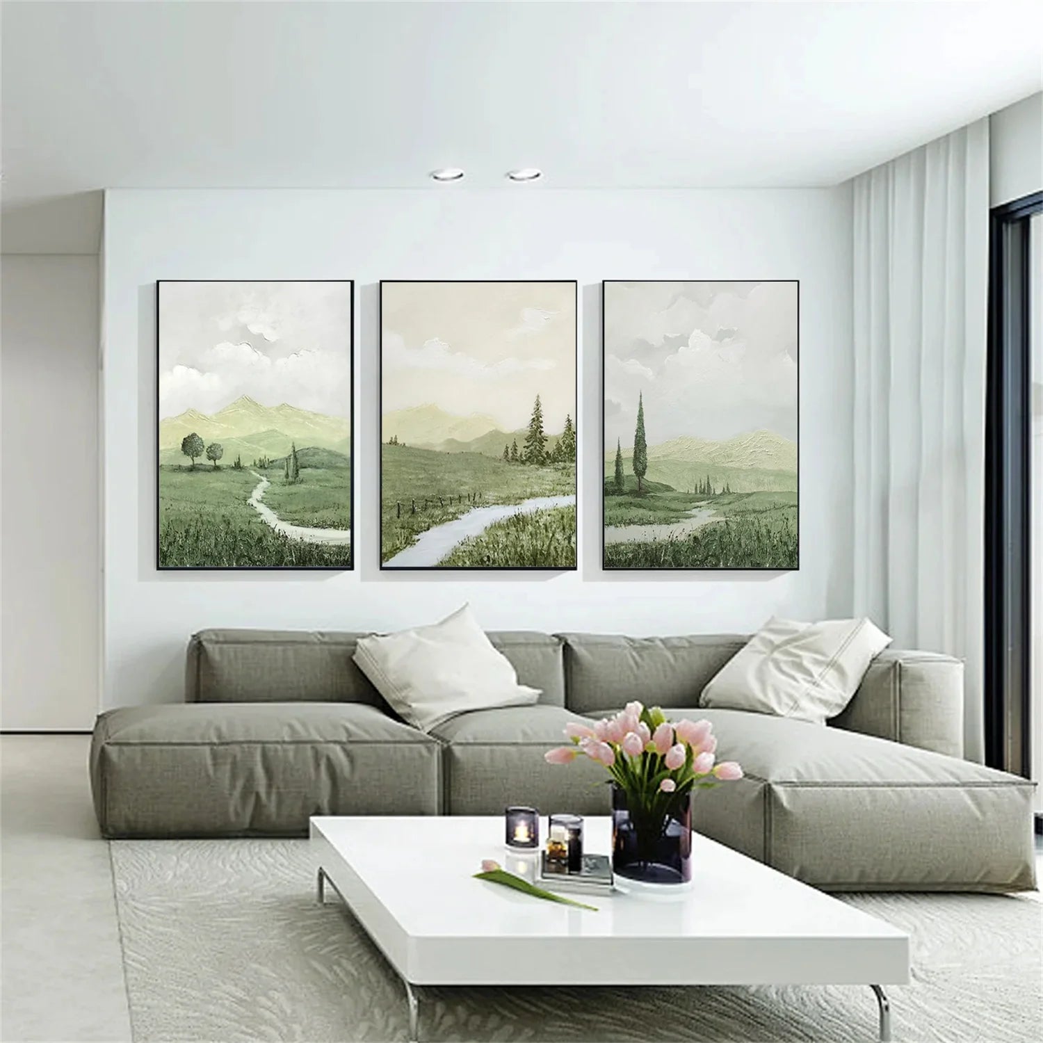 Flower & Tree Abstract Wall Art Set of 3 #ML140