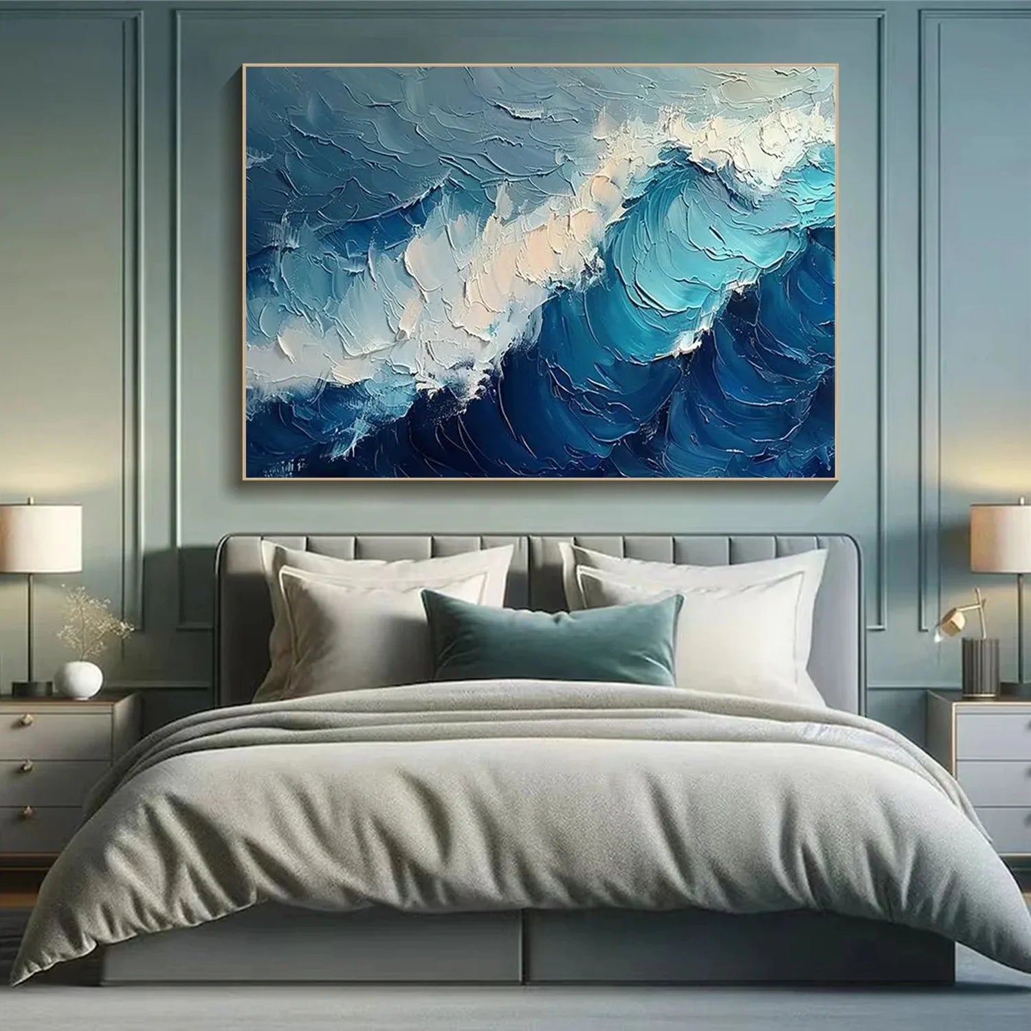 Blue Sea & Sky Abstract Textured Wall Art #MS124