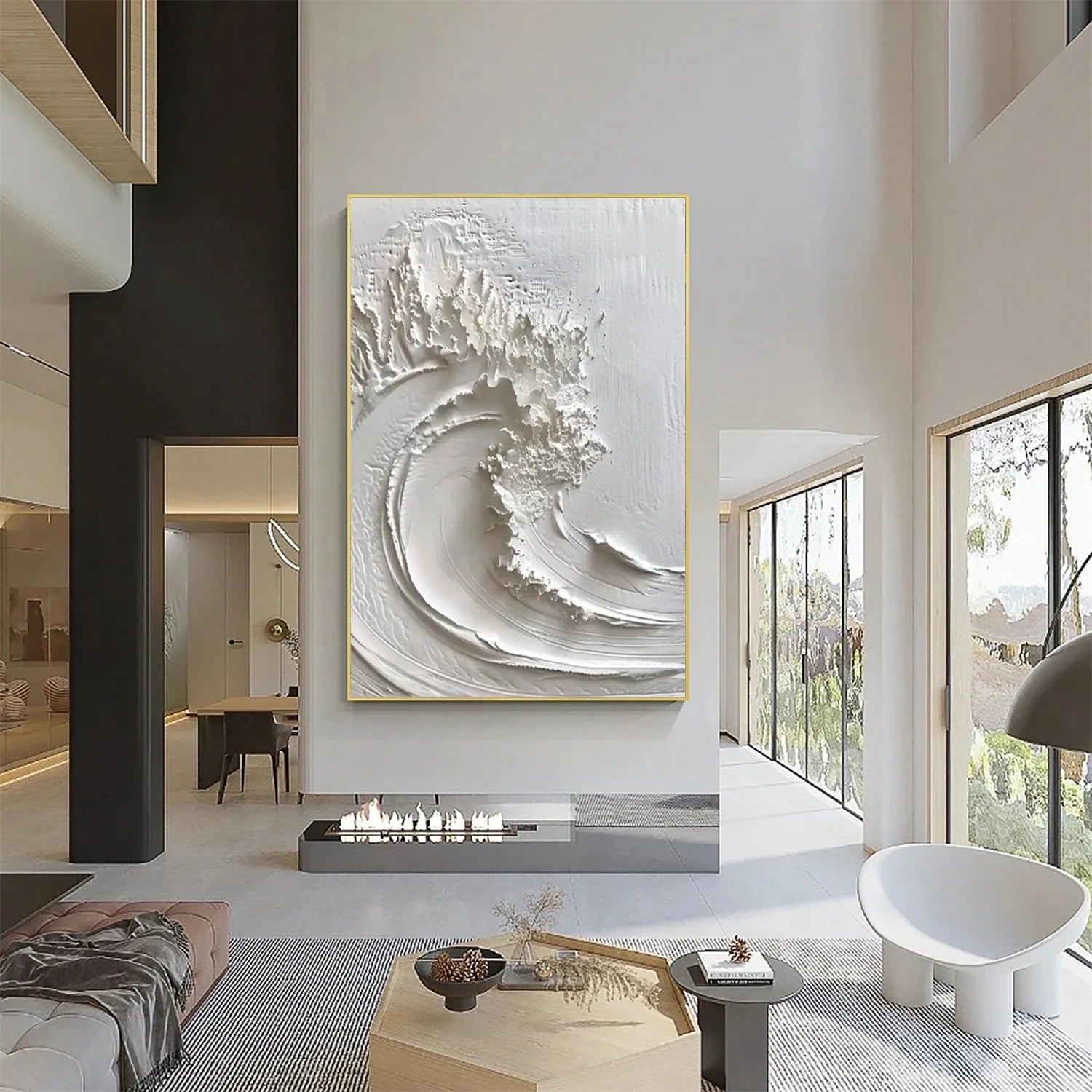 White Minimalist Ocean Textured Art #MS101