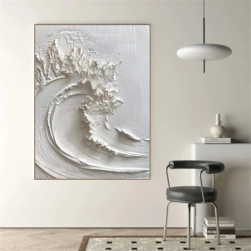 White Minimalist Ocean Textured Art #MS101