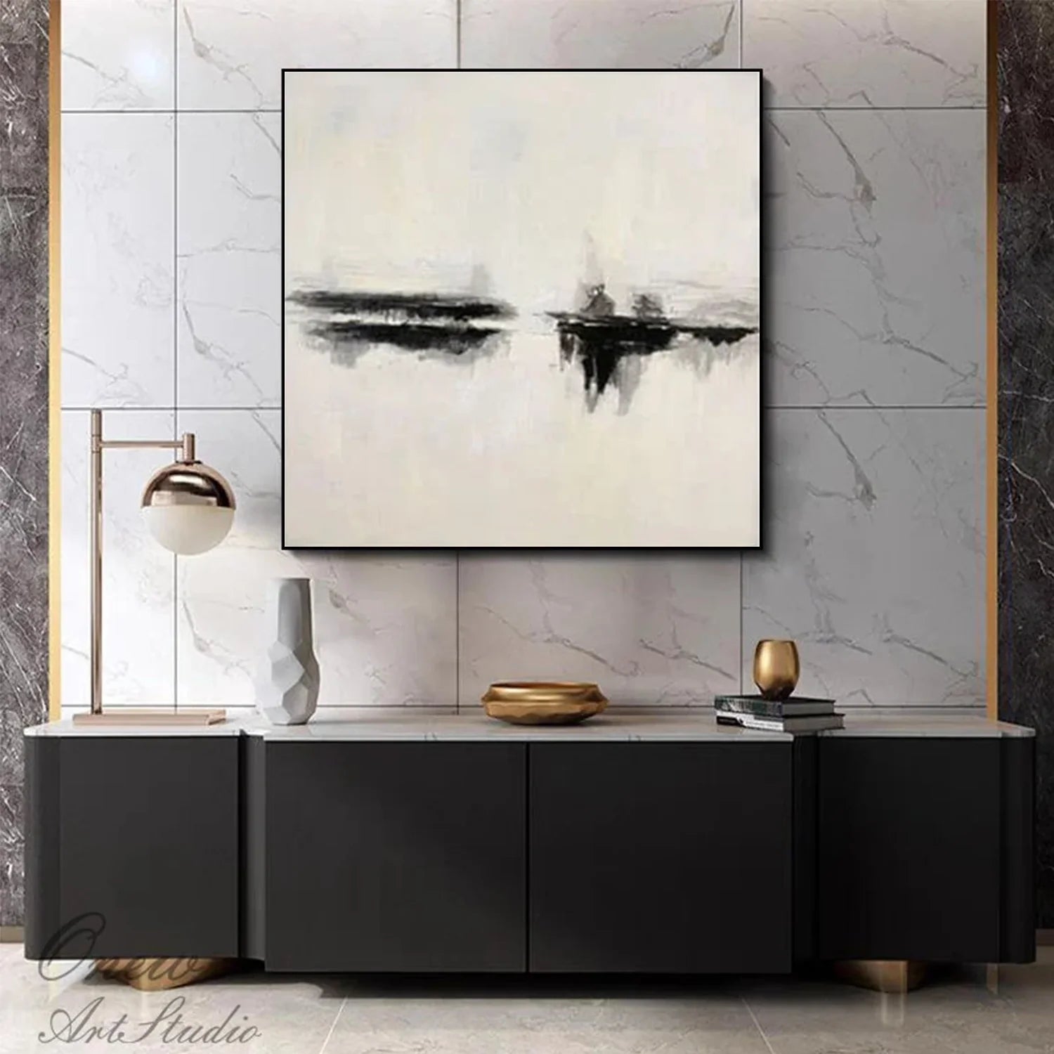Black and White Minimalist Canvas Art #MZ112