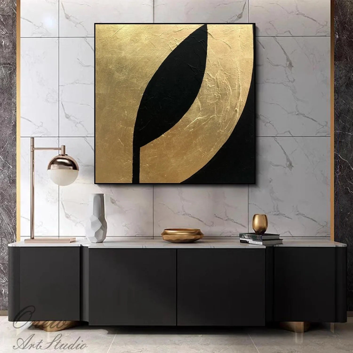 Black Minimalist Canvas Art #MZ110