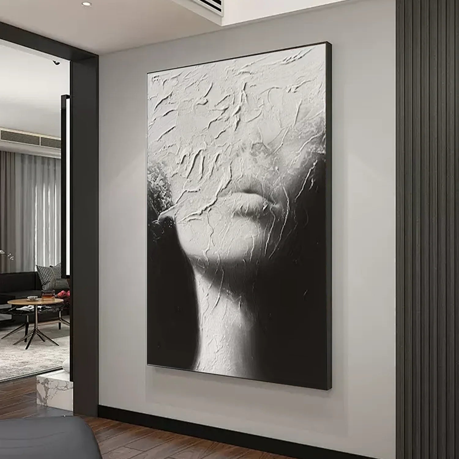 Abstract Portrait Black and White Painting #AP036