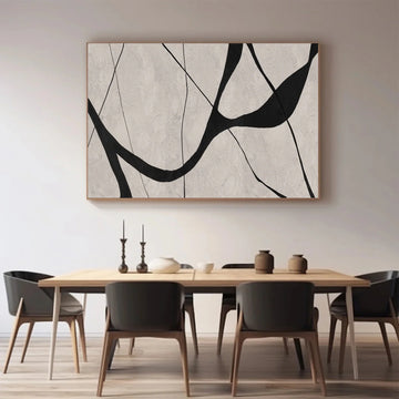 Beige & Black Abstract Textured Painting #WS461