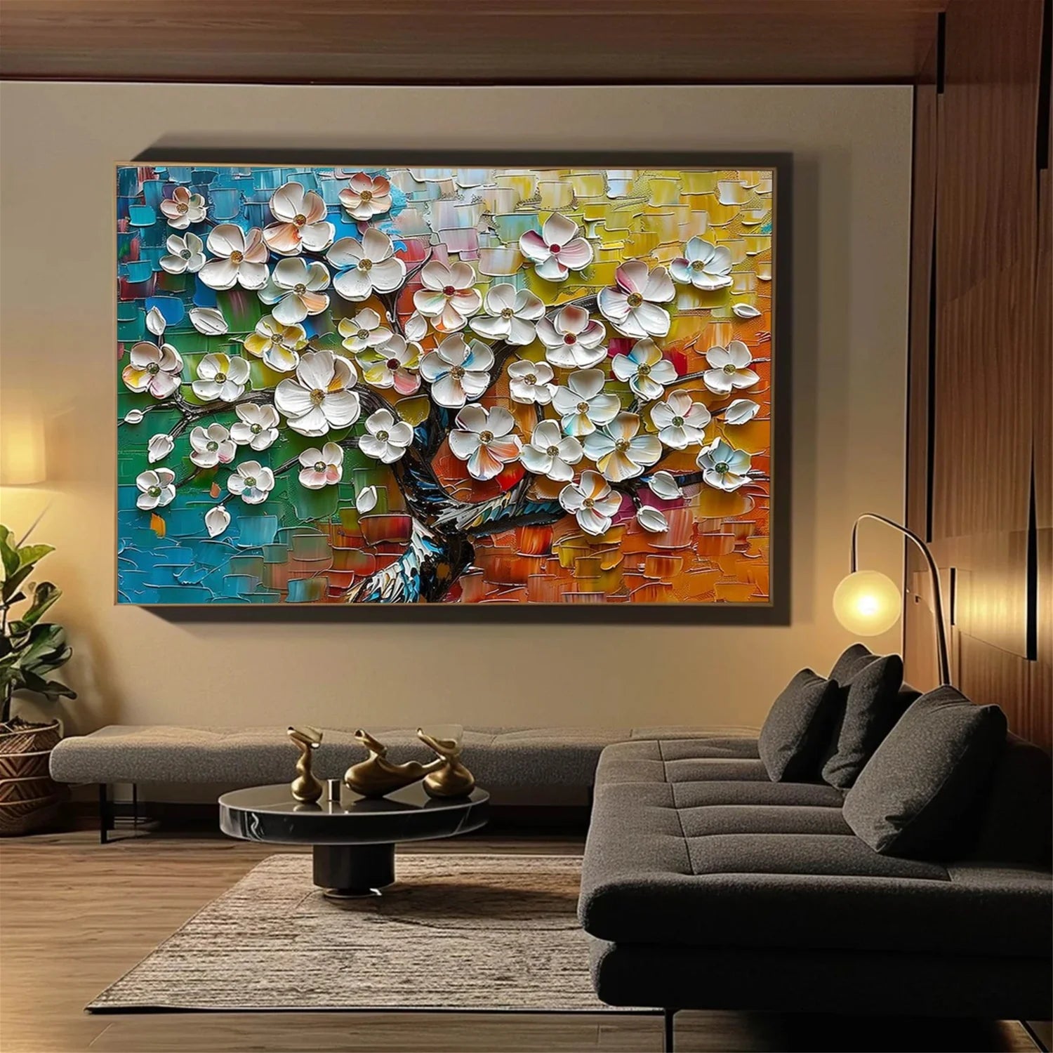 Flower & Tree Abstract Textured Wall Art #ML189