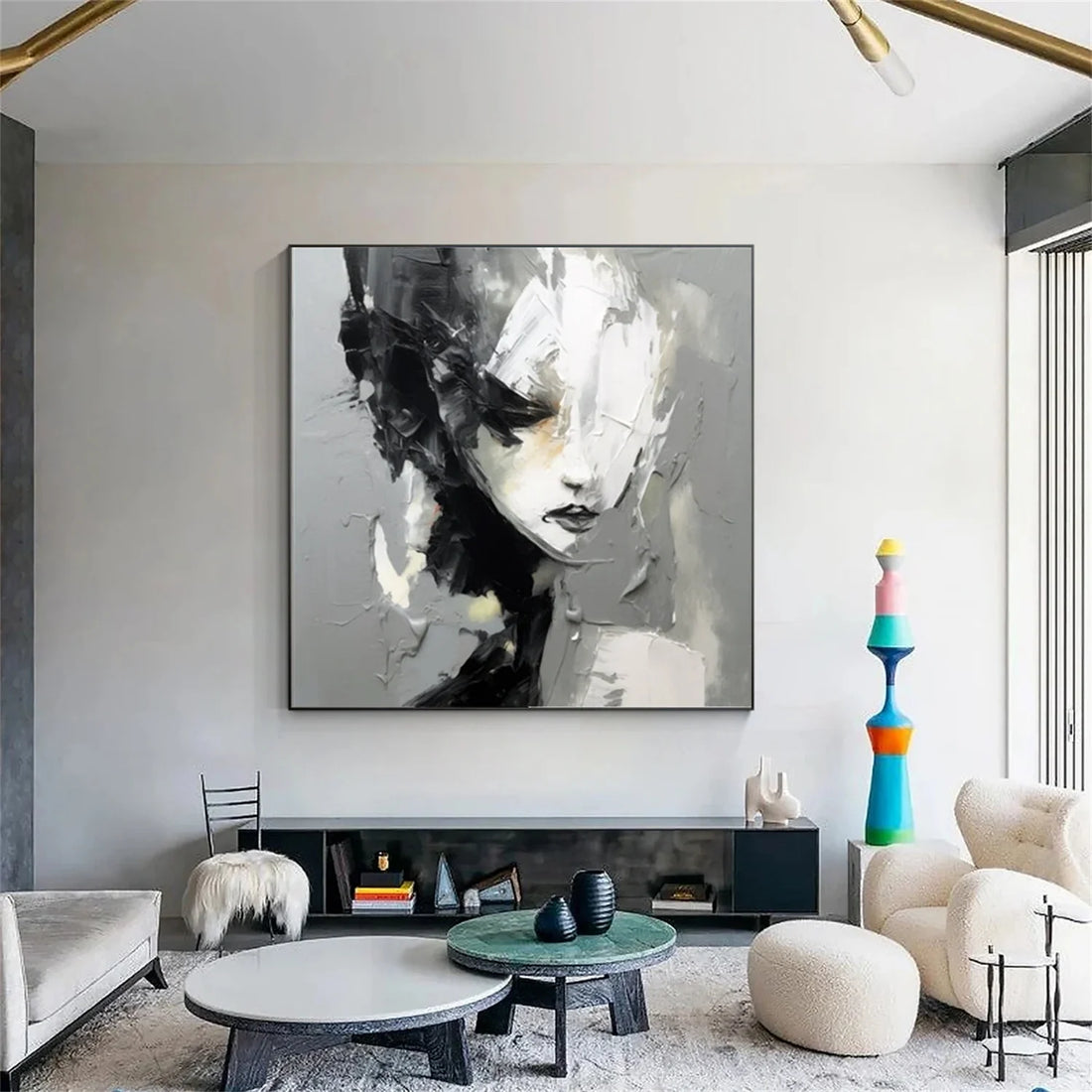 Abstract Portrait Black and White Painting #AP031