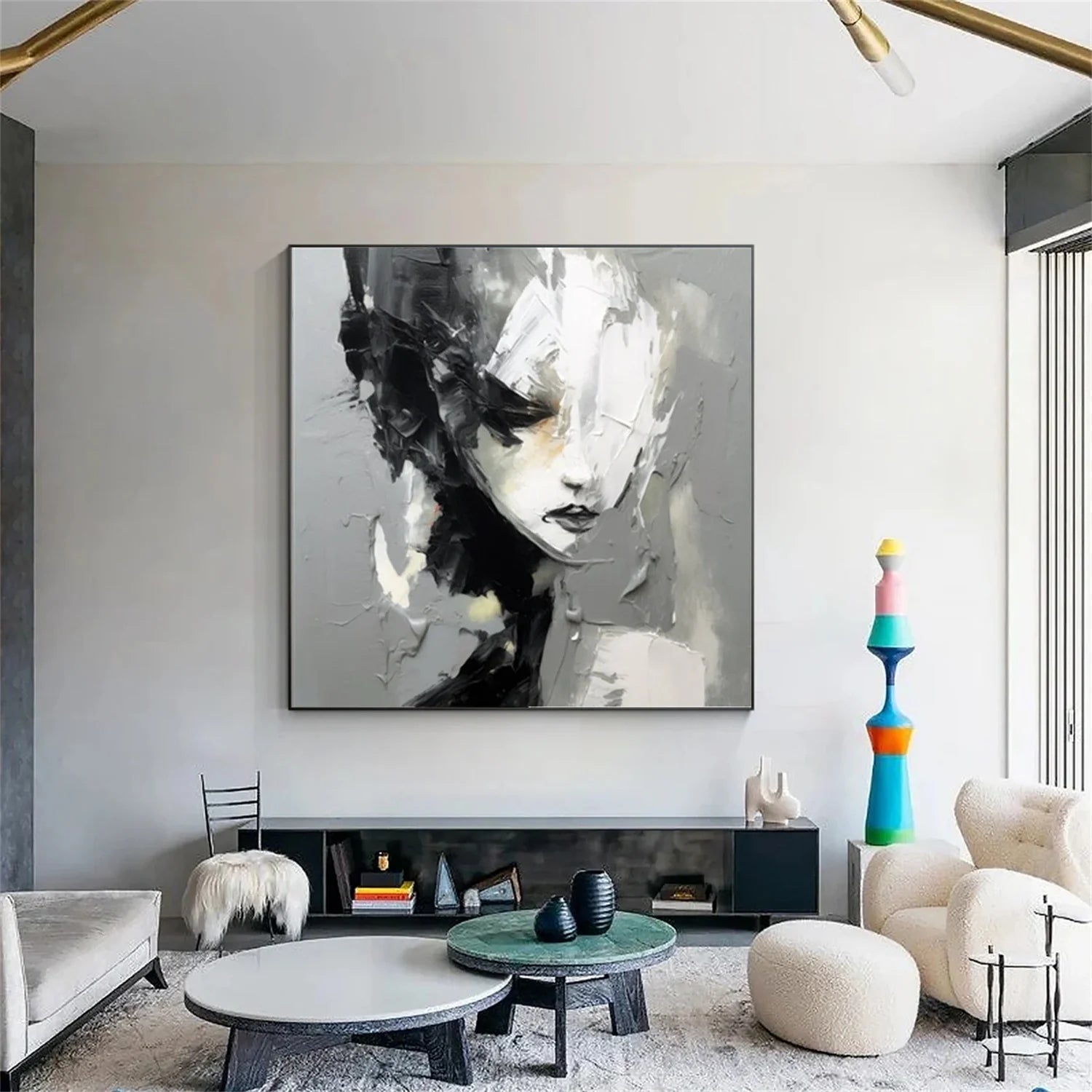 Abstract Portrait Black and White Painting #AP031