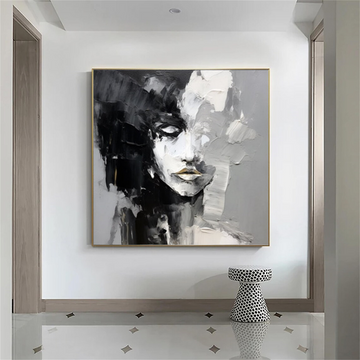 Abstract Portrait Black and White Painting #AP034
