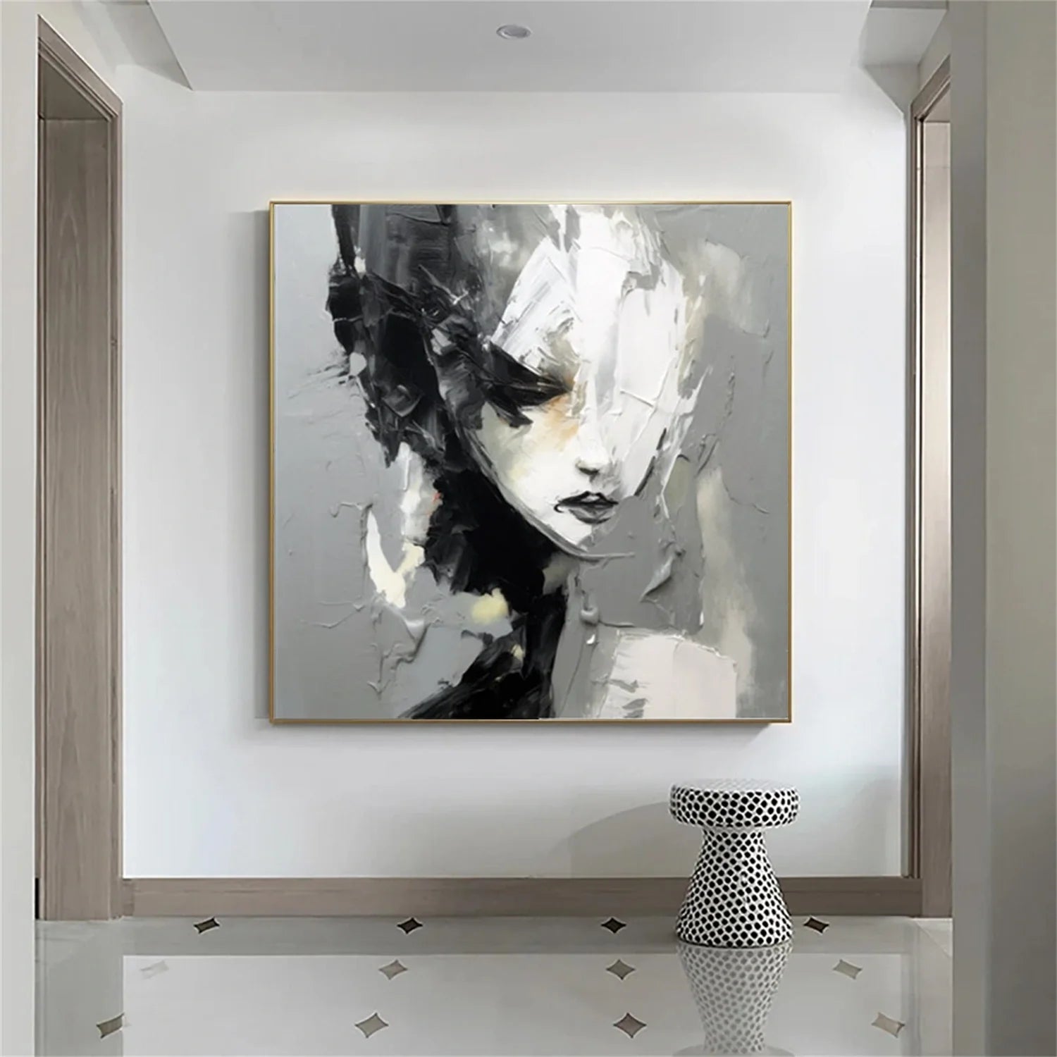 Abstract Portrait Black and White Painting #AP031