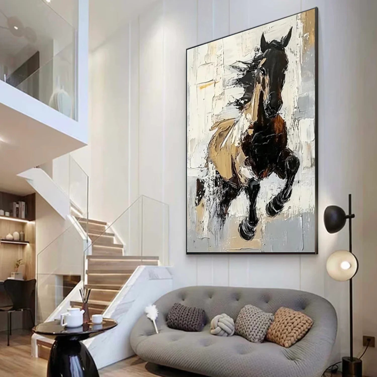 Abstract Animal Horse Textured Wall Art #AL164