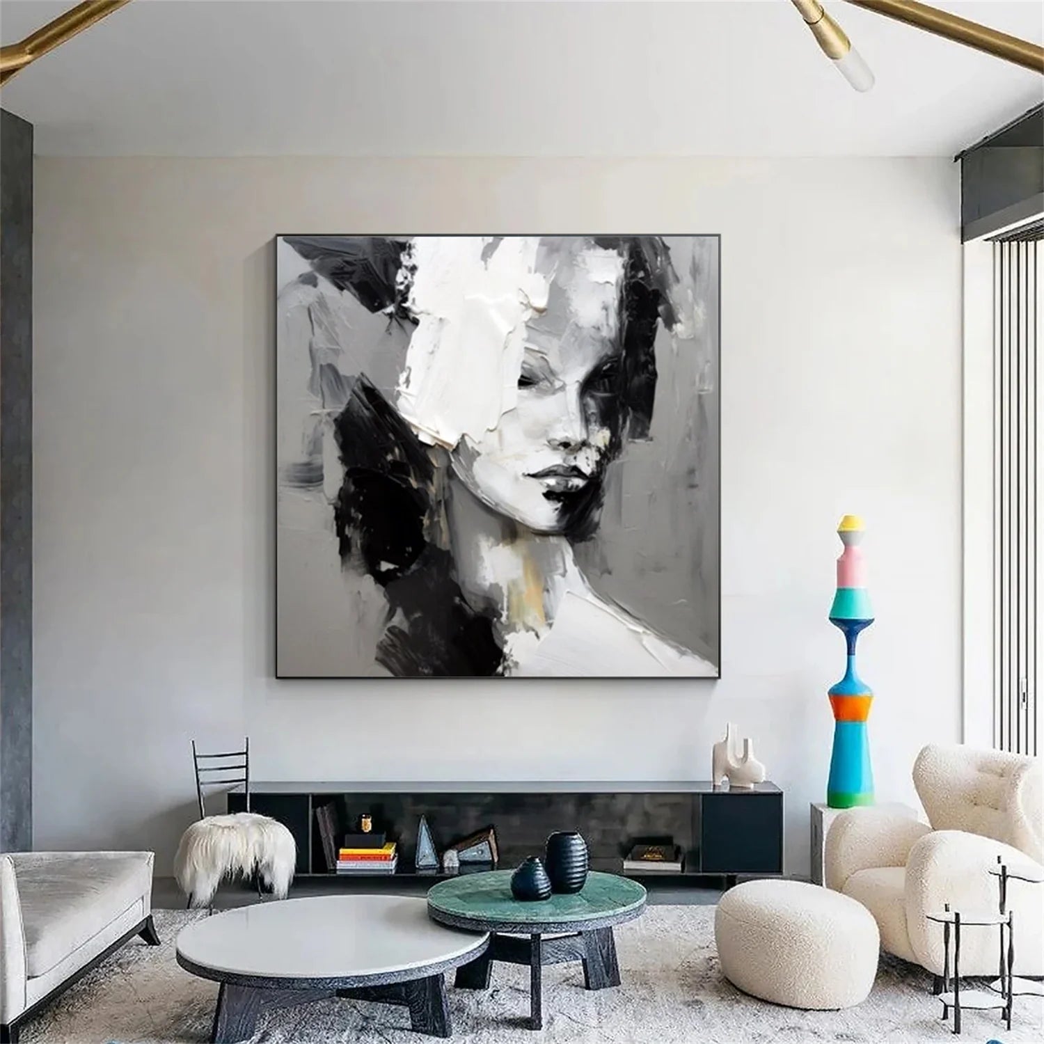Abstract Portrait Black and White Painting #AP032