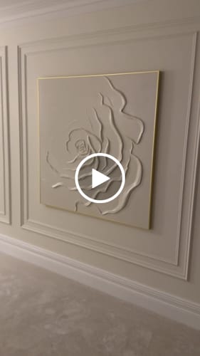 White Flower & Tree Abstract Textured Wall Art #ML135