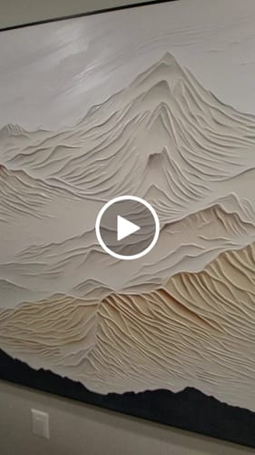 White Minimalistic Mountain Textured Art #MM221
