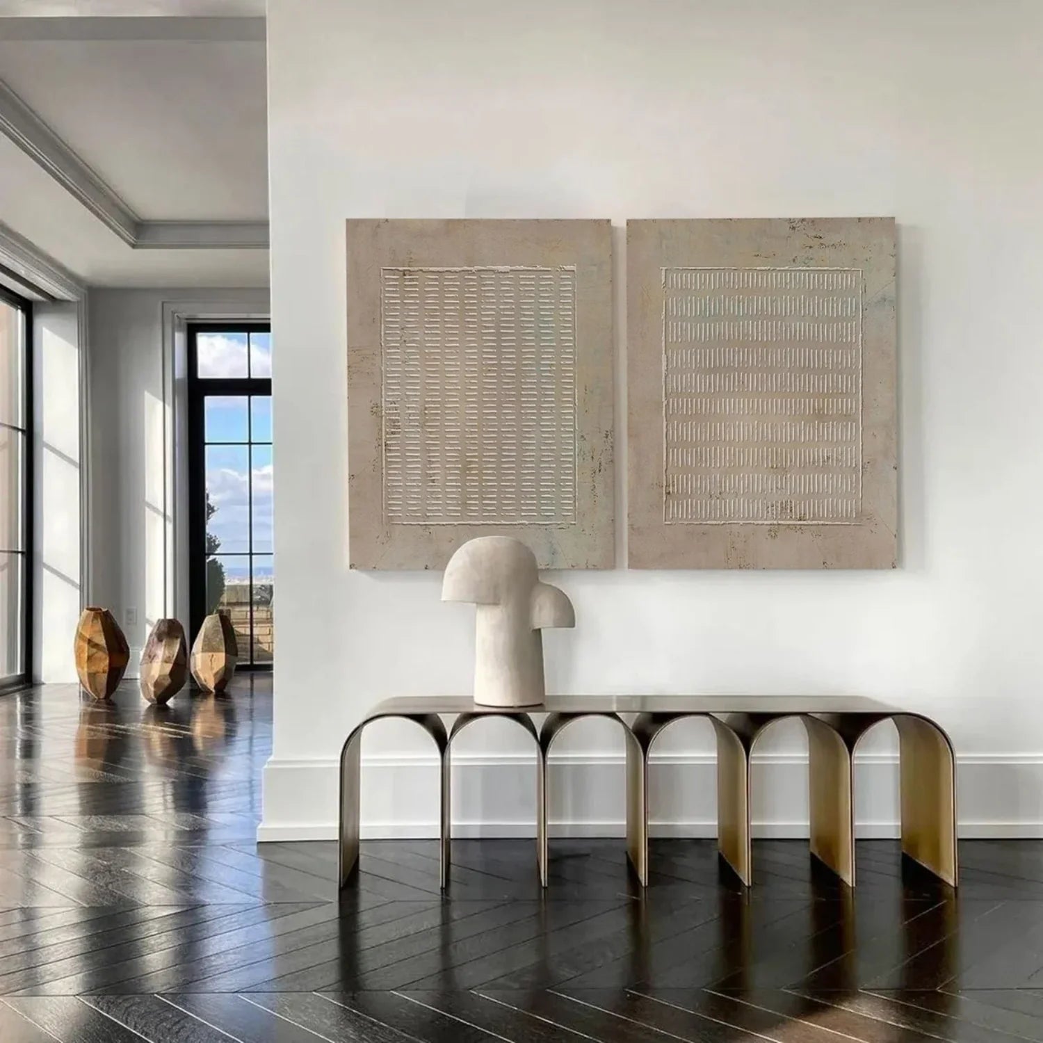 Beige and Brown Wabi Sabi Textured Canvas Art Set of 2 #WS641