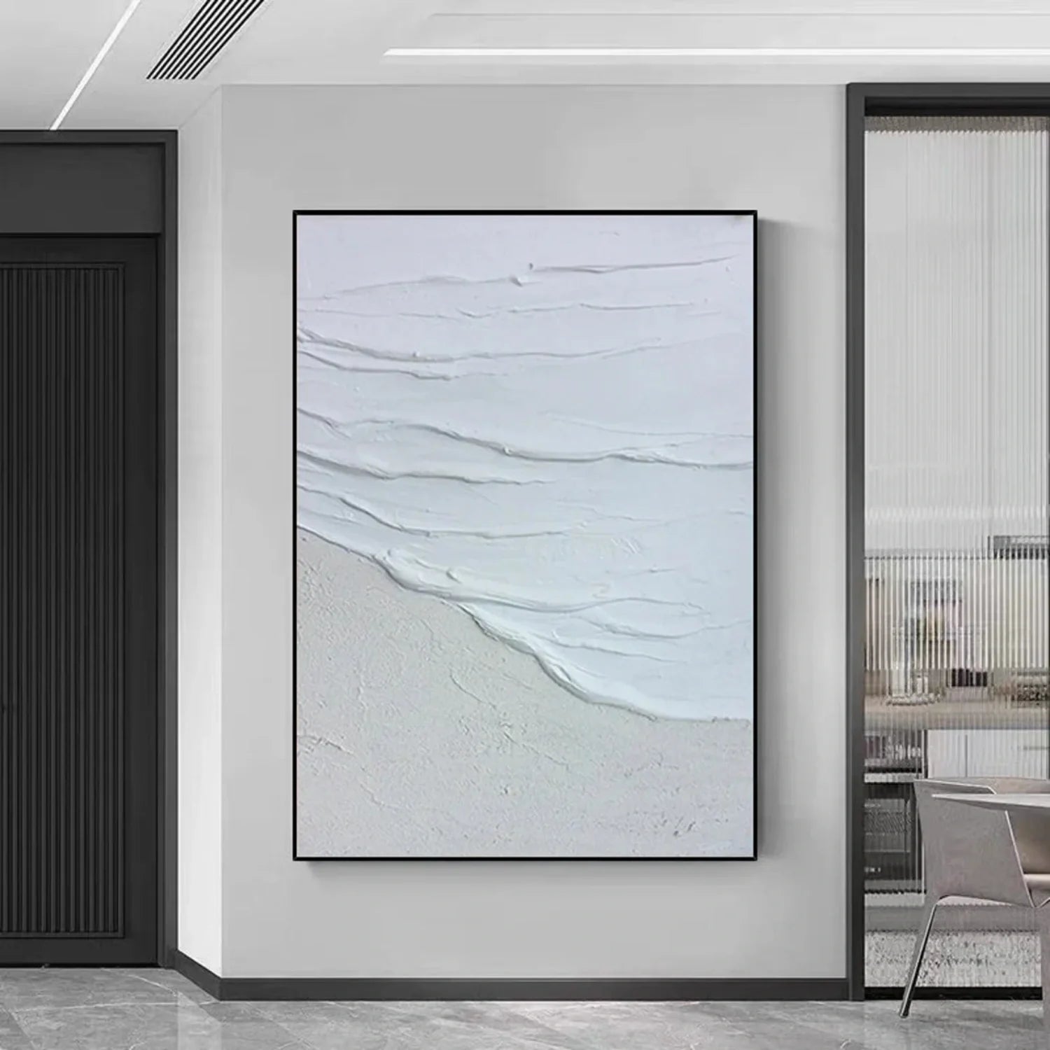 White Minimalist Textured Canvas Art #MM258