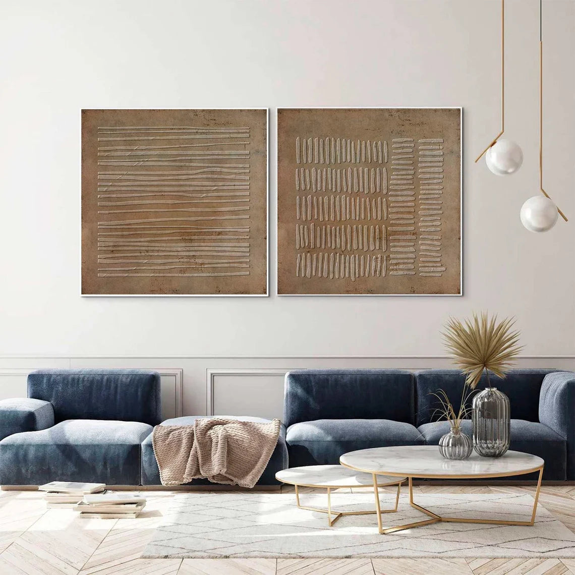 Beige and Brown Wabi Sabi Textured Canvas Art Set of 2 #WS639