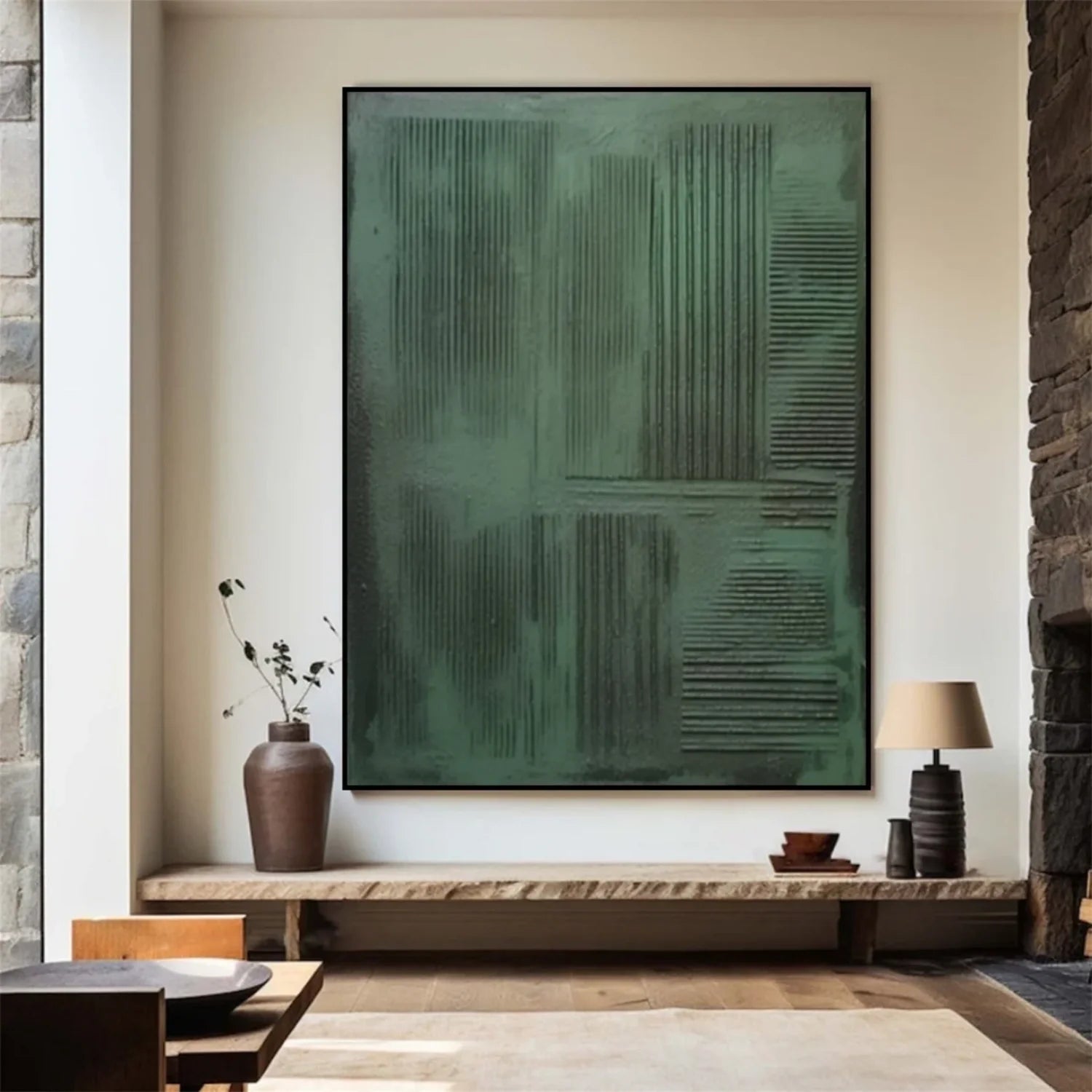 Green Minimalistic Textured Art #MM248