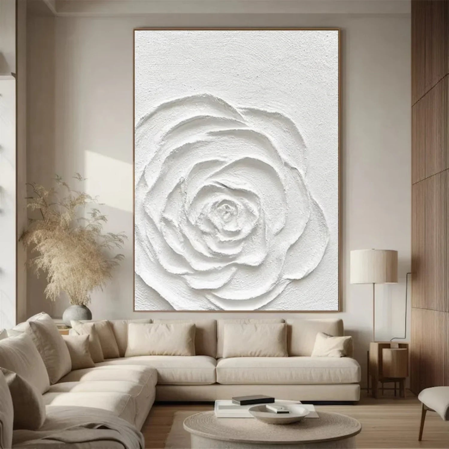 White Flower & Tree Abstract Textured Wall Art #ML127