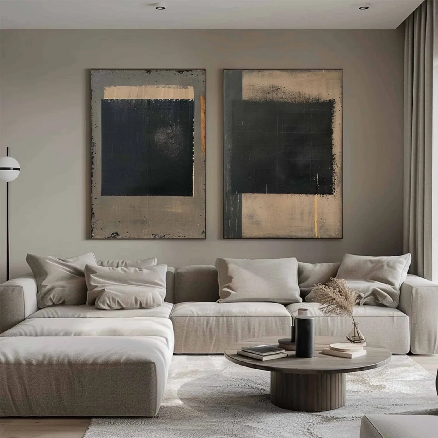 Black and Beige Wabi Sabi Canvas #WS475