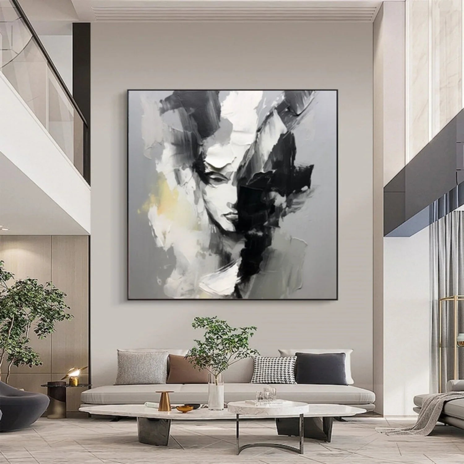 Abstract Portrait Black and White Painting #AP033