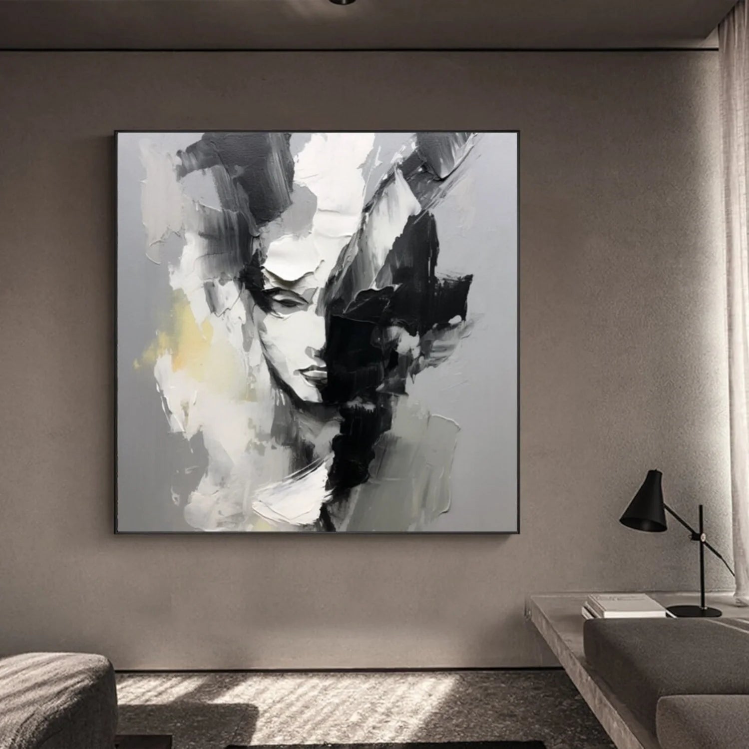 Abstract Portrait Black and White Painting #AP033